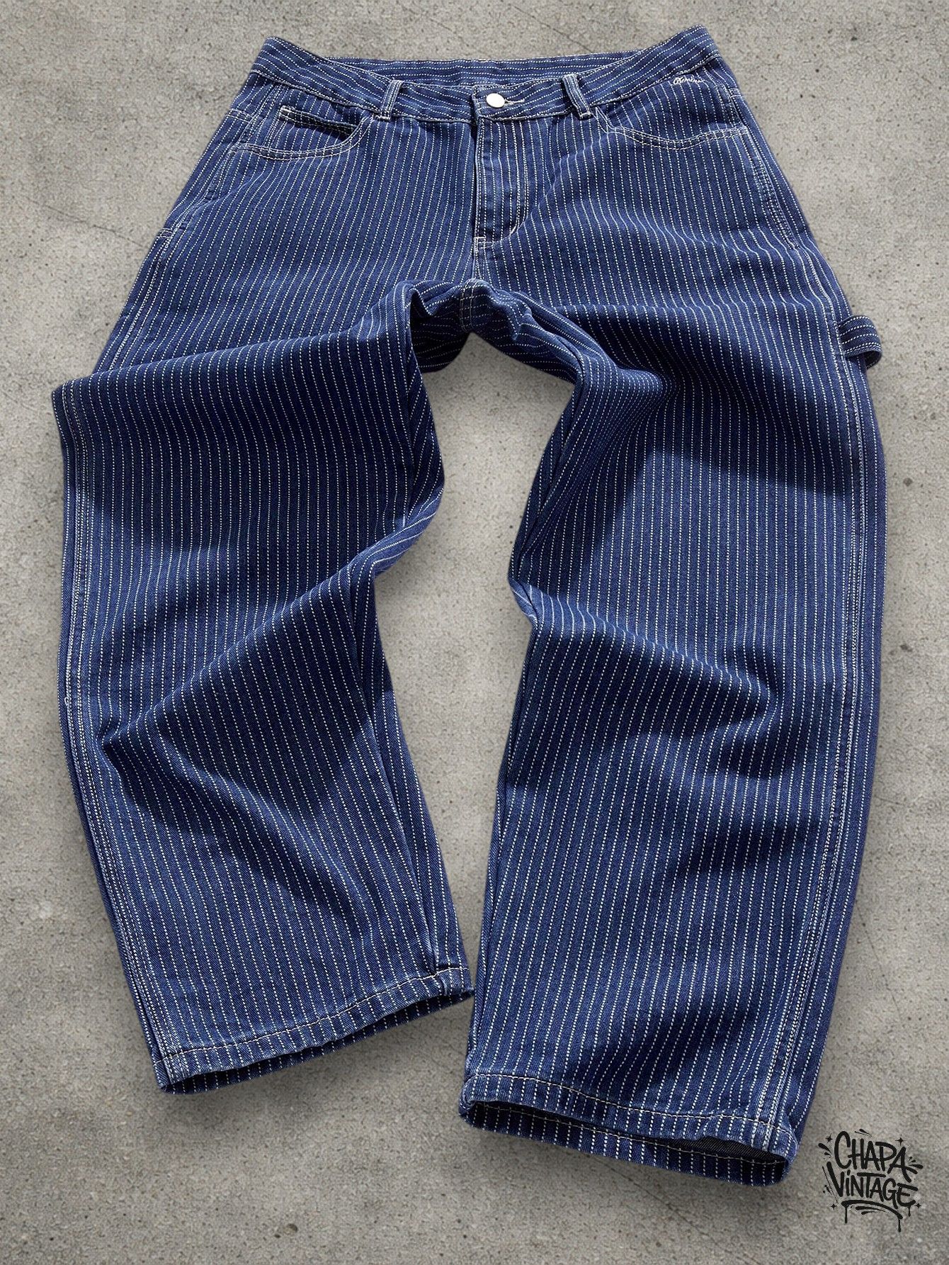 Vintage Striped denim jeans Size US 32 / EU 48 - 1 Thumbnail
