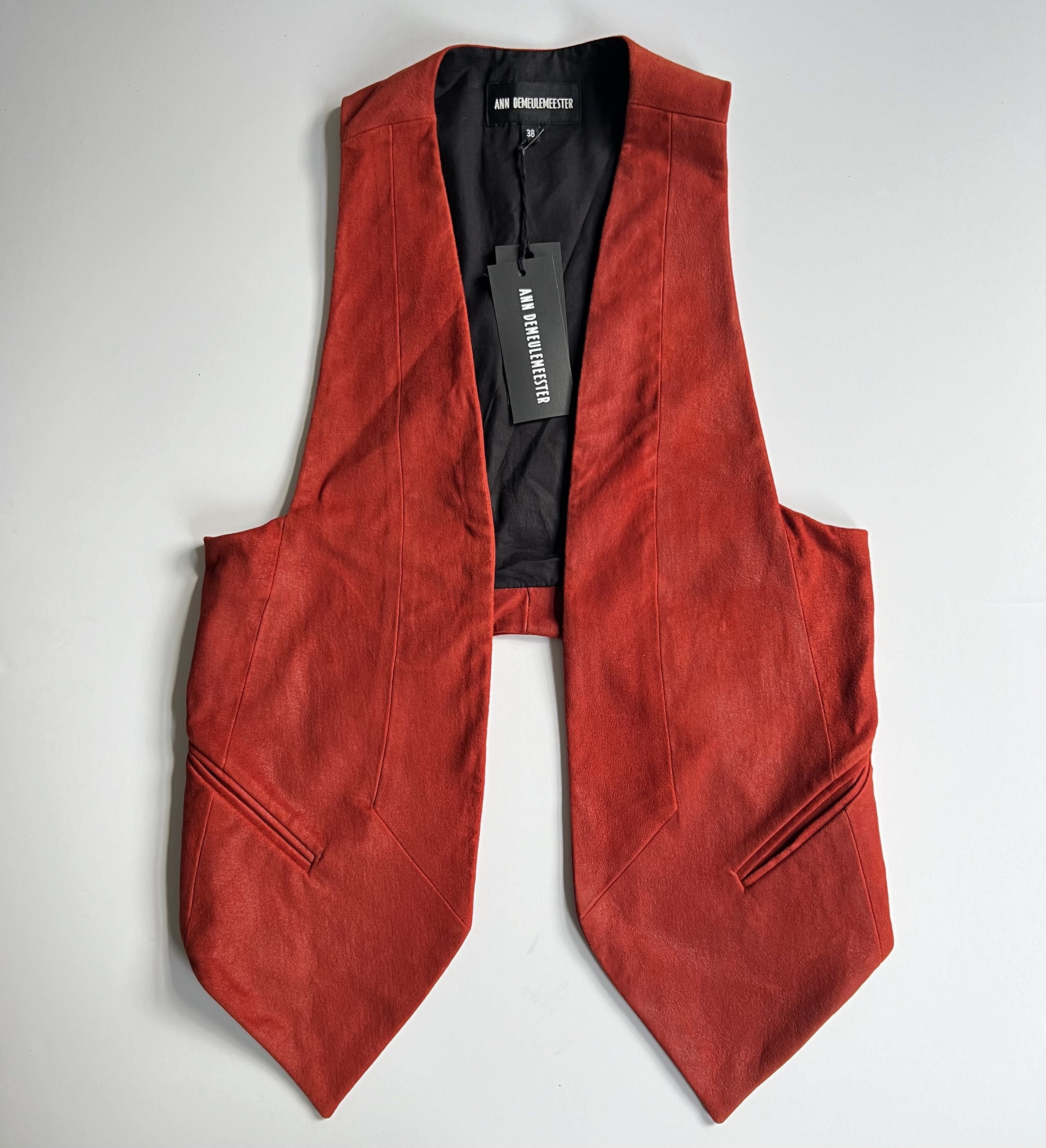 Ann Demeulemeester Suede Leather tailored Waistcoat Size XS / US 0-2 / IT 36-38 - 3 Thumbnail
