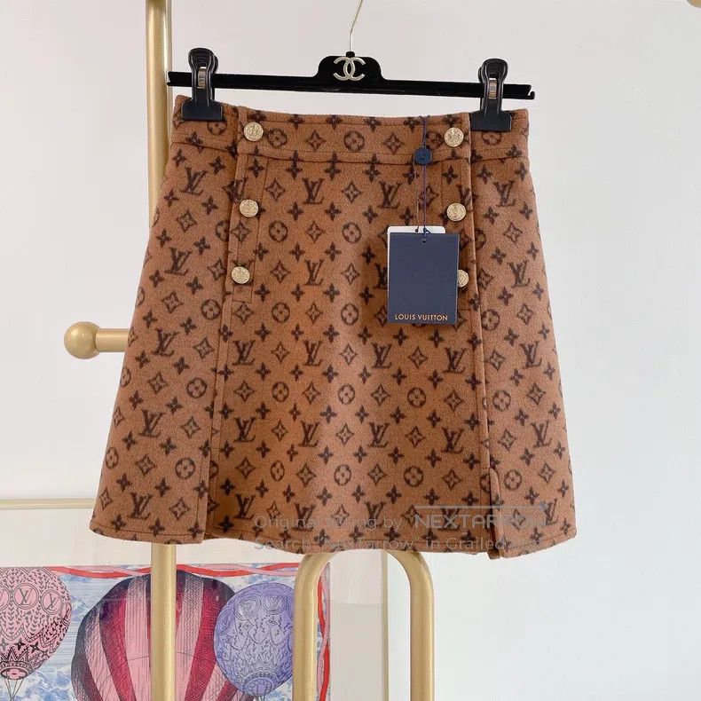 Louis Vuitton Louis Vuitton Old-print woolen skirt Size 33" - 1 Thumbnail