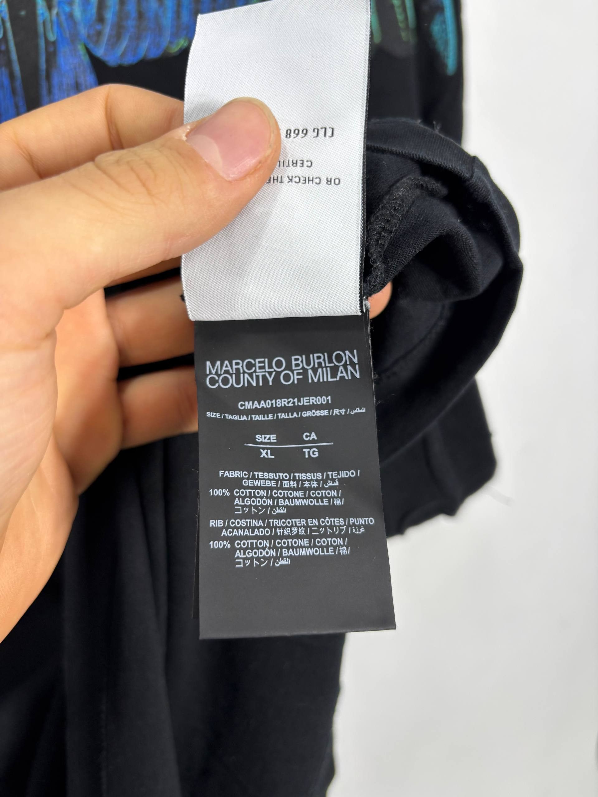 Marcelo Burlon Marcelo Burlon Neon Wings Black & Blue T-Shirt Size US XL / EU 56 / 4 - 7 Thumbnail