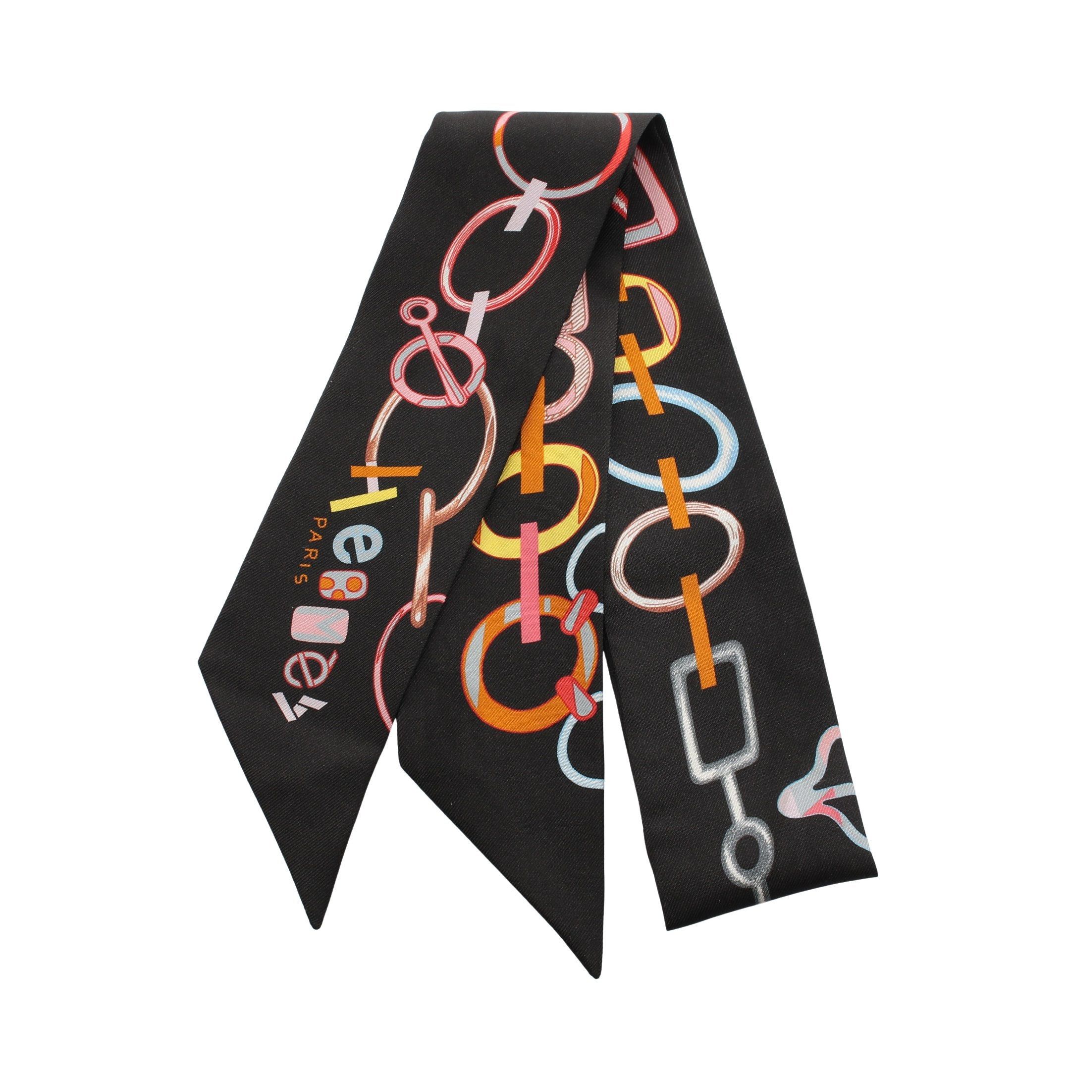 Hermes Hermes Twilly Do Re Boucles Scarf Silk Black Multicolor Size ONE SIZE - 1 Thumbnail