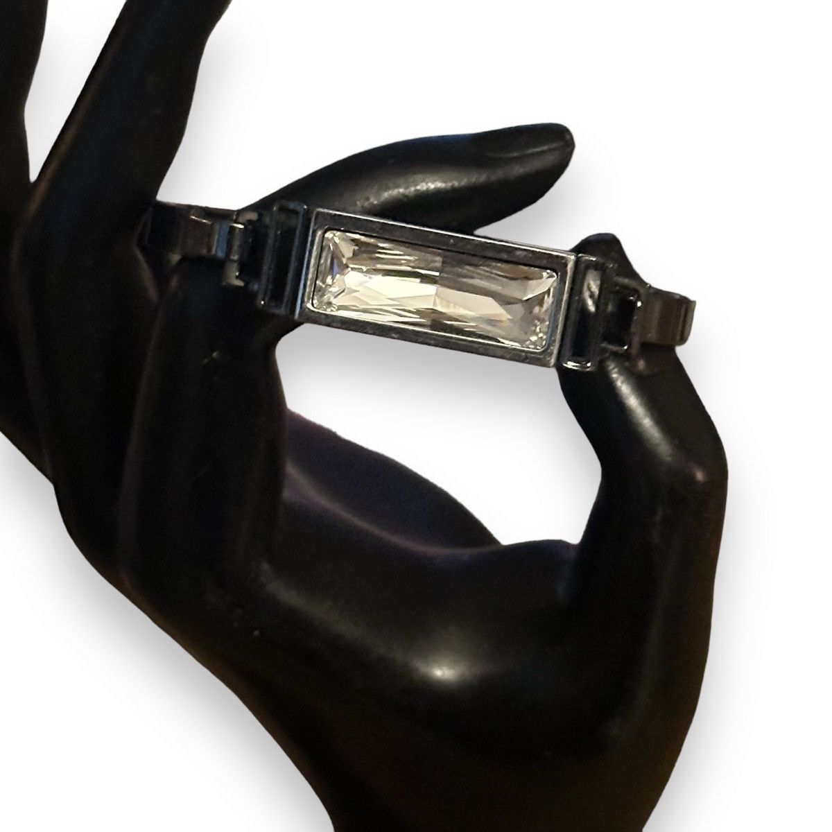 Other Gunmetal rectangular crystal hinged bangle bracelet Size ONE SIZE - 2 Thumbnail