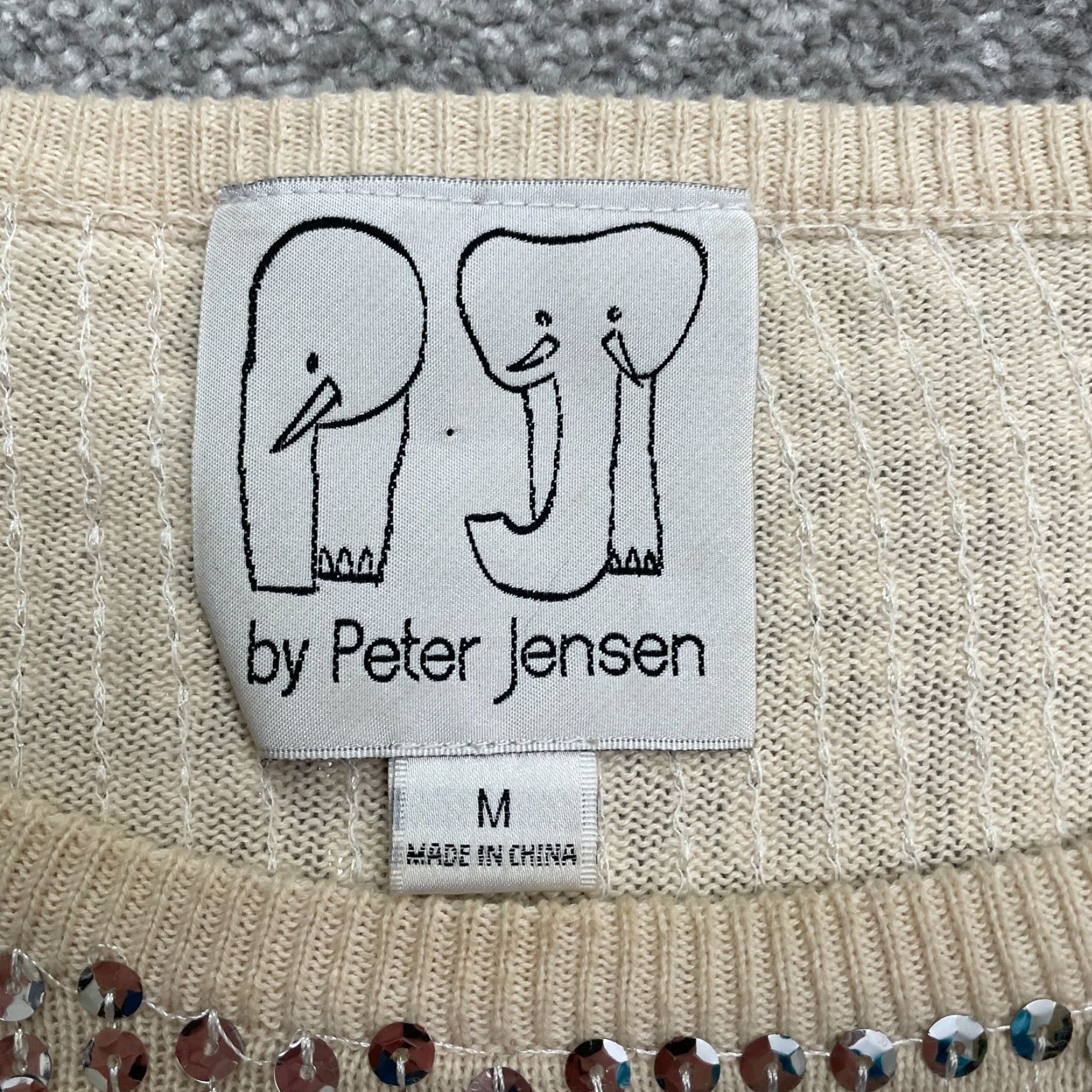 Vintage Jensen Sequin Pullover Sweater Womens Medium Ivory Cotton Casual Long Sleeve Size M / US 6-8 / IT 42-44 - 7 Thumbnail