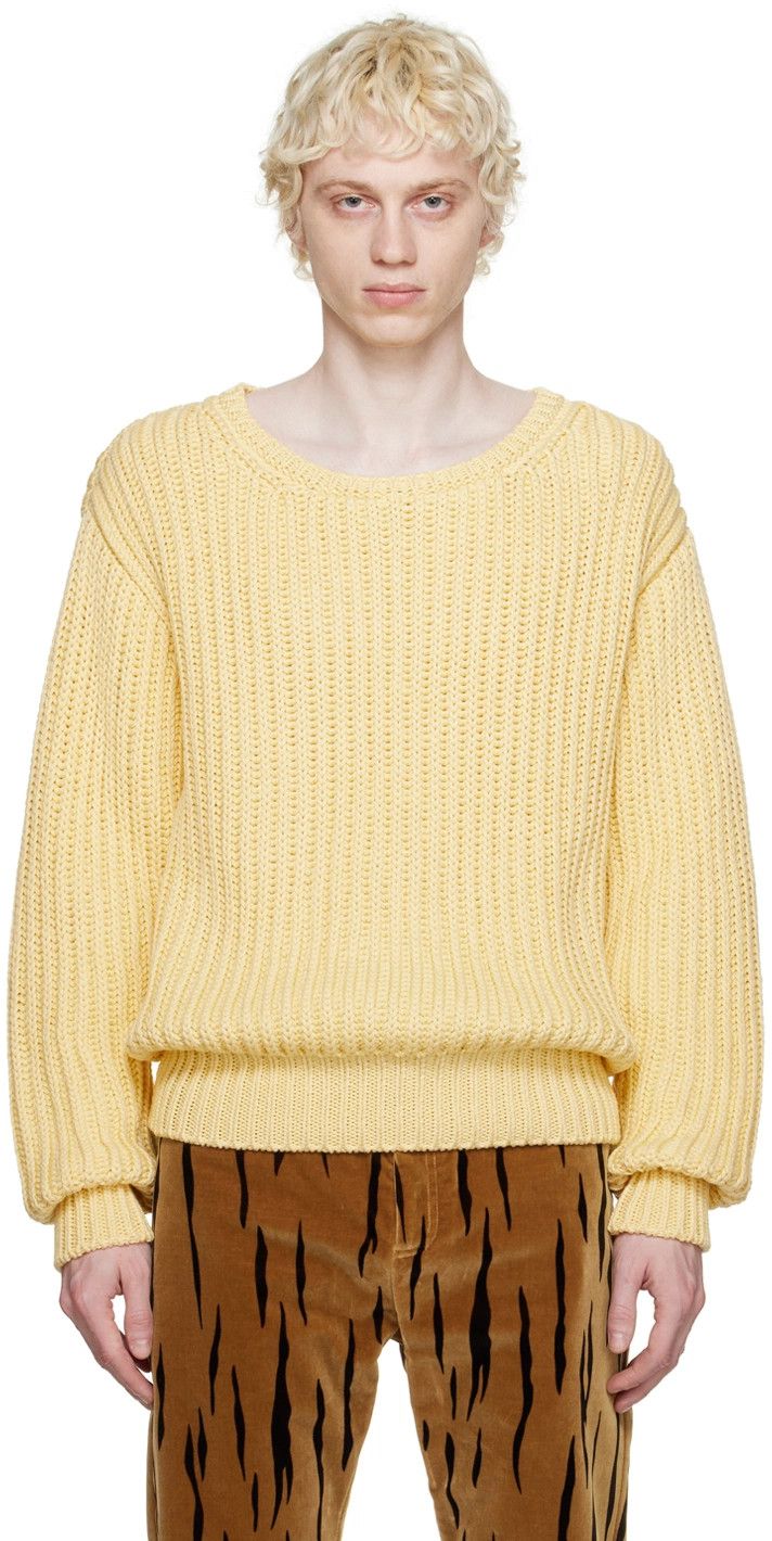 Bally o1y1224 Long Sleeves Crewneck Sweater in Yellow Size US M / EU 48-50 / 2 - 1 Thumbnail