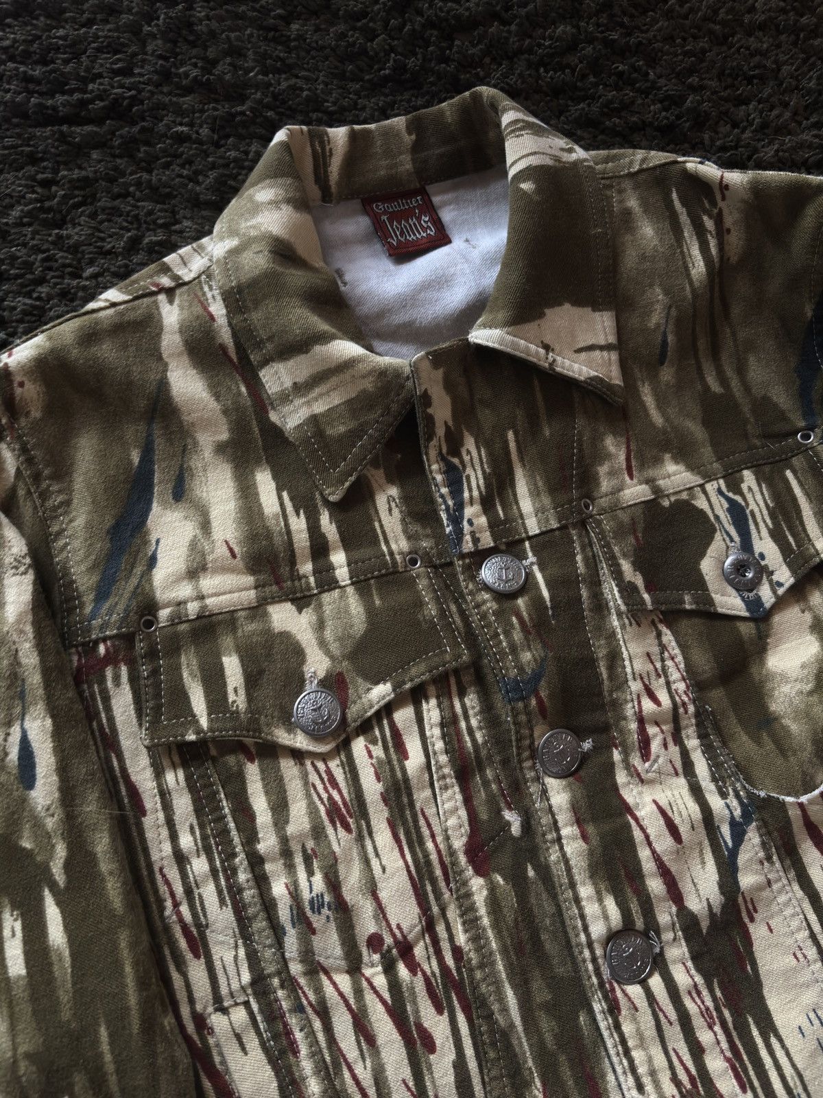 Jean Paul Gaultier FW97 Jean Paul Gaultier Blood Splatter Vomit Denim Jacket Size US XS / EU 42 / 0 - 5 Thumbnail