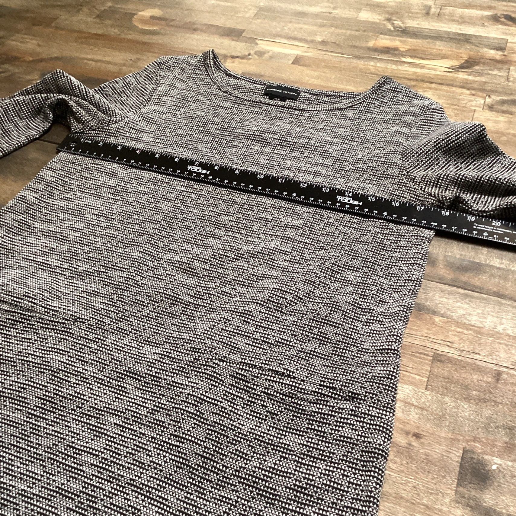 Vintage Vittadini Adrienne Dress Women M Black White Textured 3/4 Sleeve Pocketed Shift Knee-Length Pockets Size M / US 6-8 / IT 42-44 - 4 Thumbnail