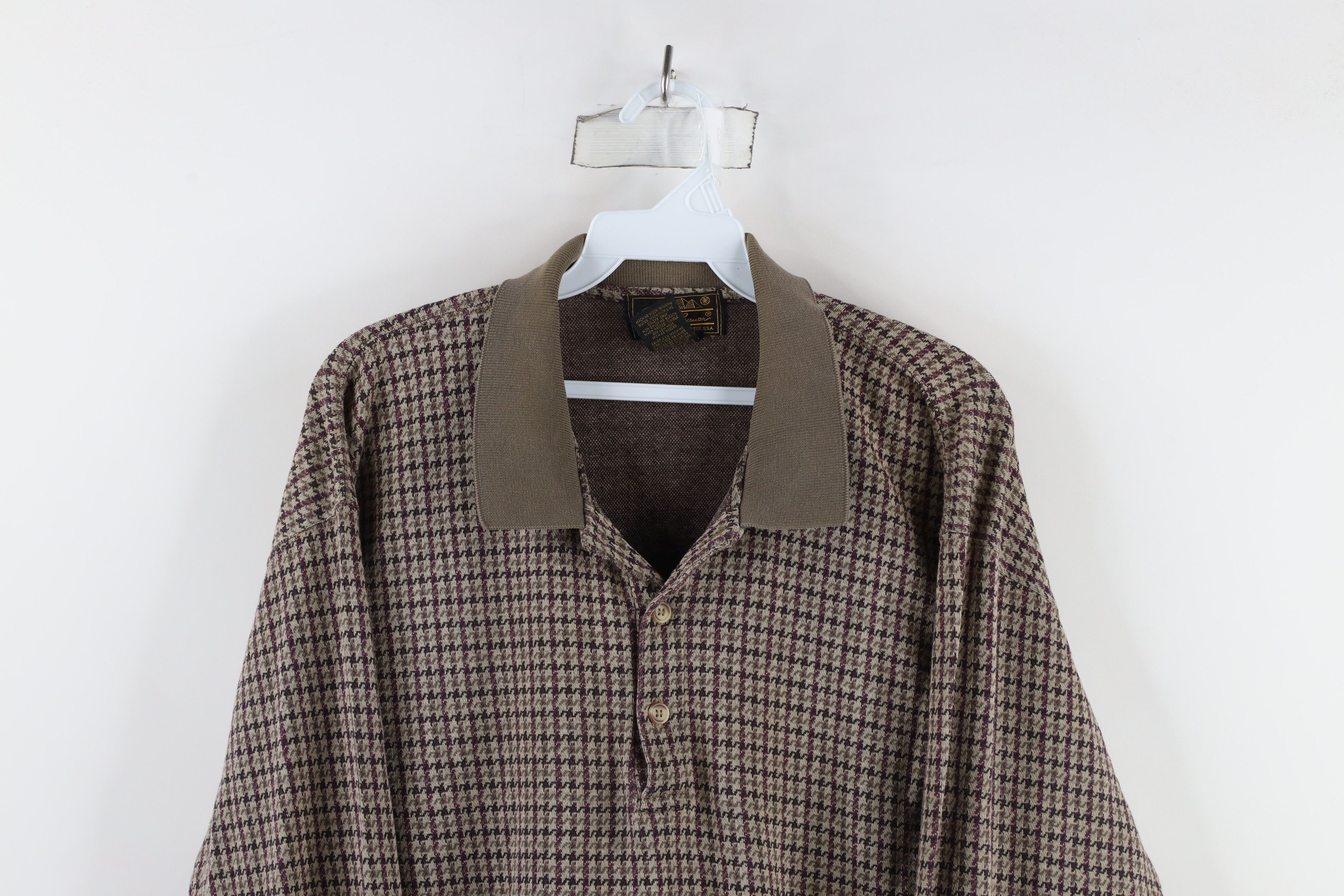 Eddie Bauer × Vintage Vintage 90s Eddie Bauer Houndstooth Long Sleeve Rugby Polo Size US L / EU 52-54 / 3 - 2 Thumbnail