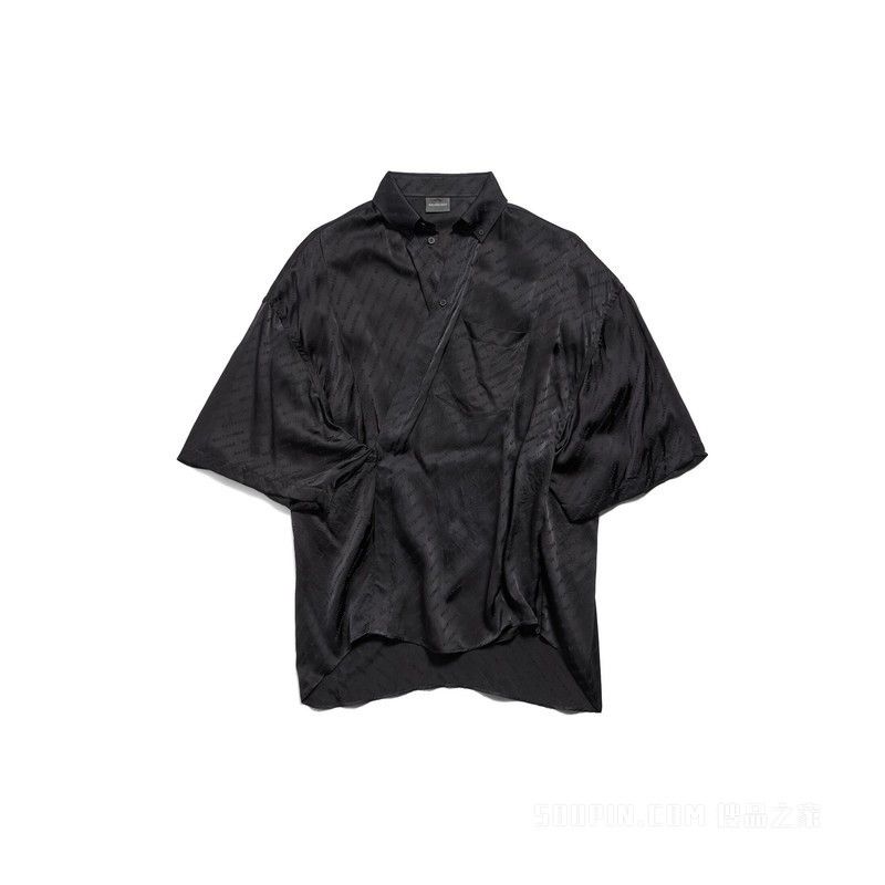 Balenciaga o1bcso1str0326 Stencil Allover Short Sleeve Wrap Blouse Size M / US 6-8 / IT 42-44 - 1 Thumbnail