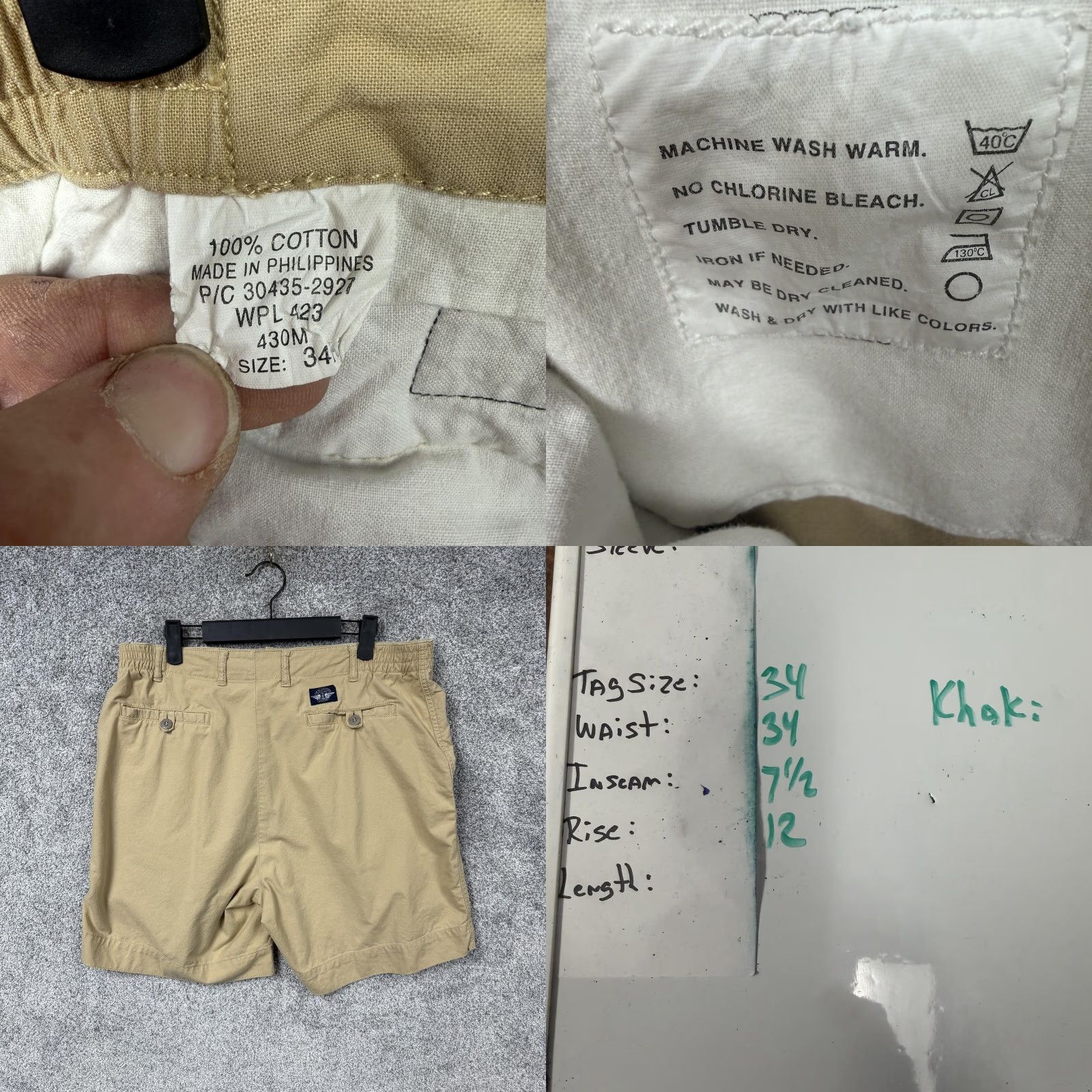 Dockers Dockers Mens Chino Shorts 34 Khaki Beig Elastic Waist Pleated 90s 7in Inseam Casual Travel | Vintage: No | Dockers Outlet Size US 34 / EU 50 - 8 Thumbnail