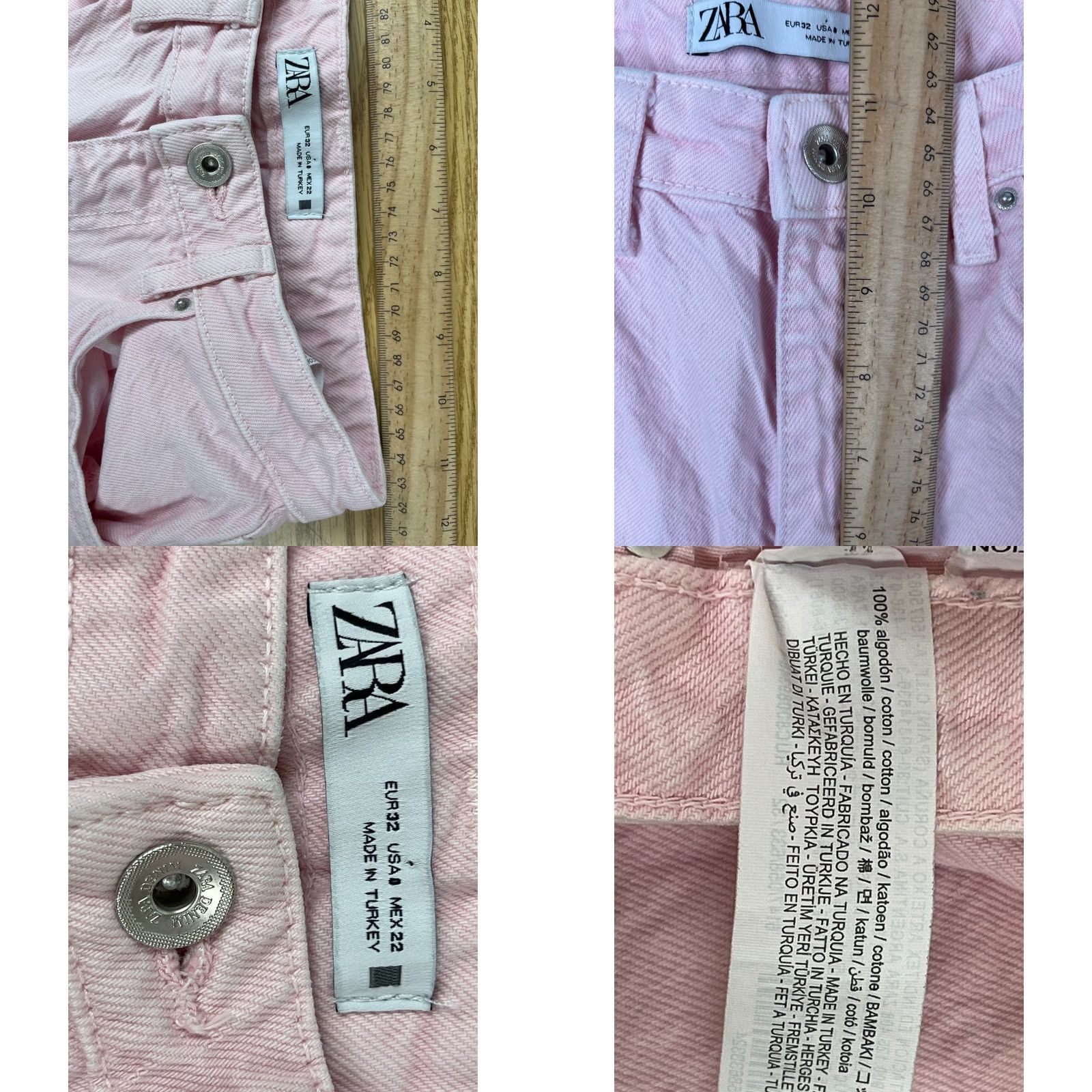 Zara Zara Jeans Womens 32 Pink Straight Leg High Rise Denim pants Made in Turkey Size 24" / US 00 / IT 34 - 8 Thumbnail