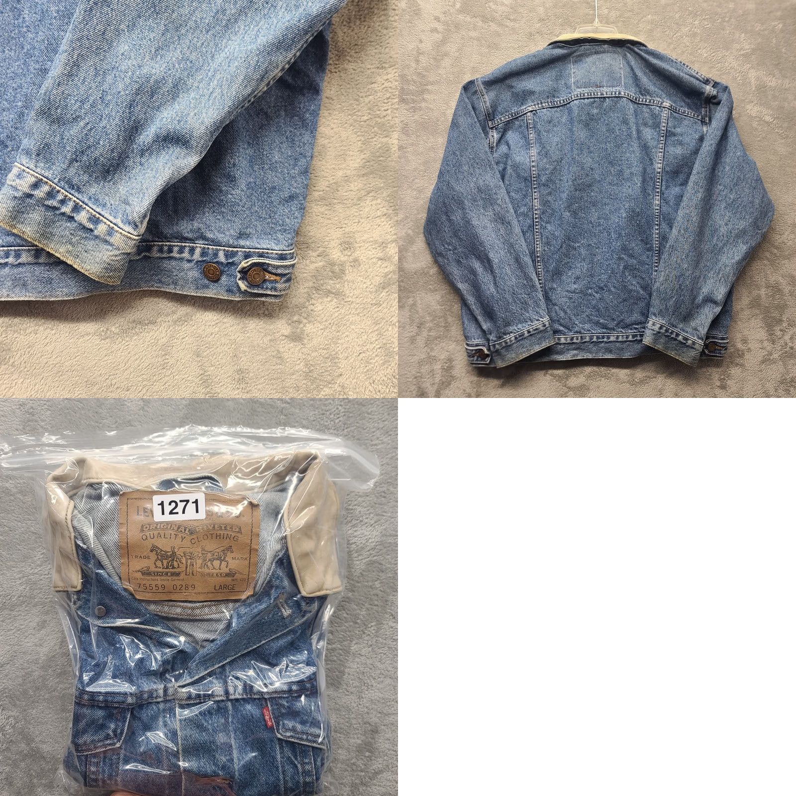 Levi's VINTAGE Levi’s Denim Jacket Men’s Large Trucker USA Made Leather Collar Size US L / EU 52-54 / 3 - 9 Thumbnail