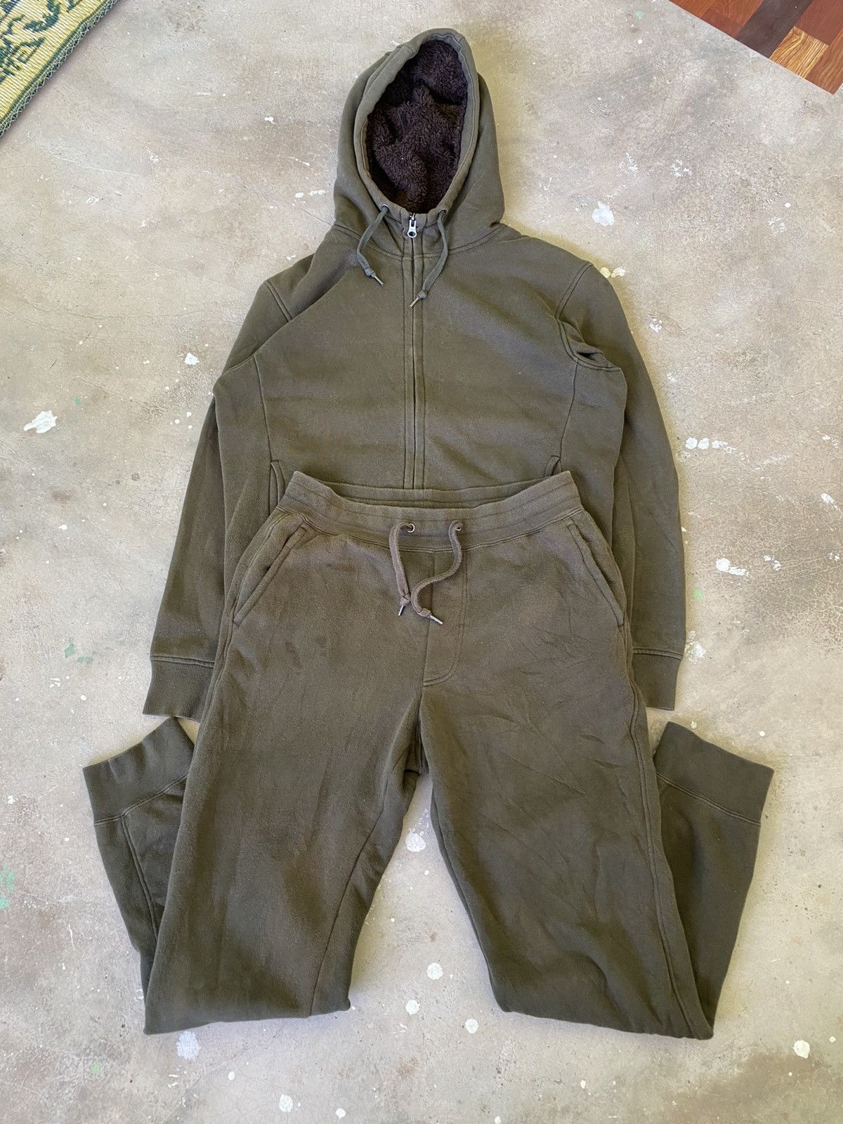 Uniqlo Uniqlo Sherpa Lined Olive Hoodie Set Size US M / EU 48-50 / 2 - 1 Thumbnail