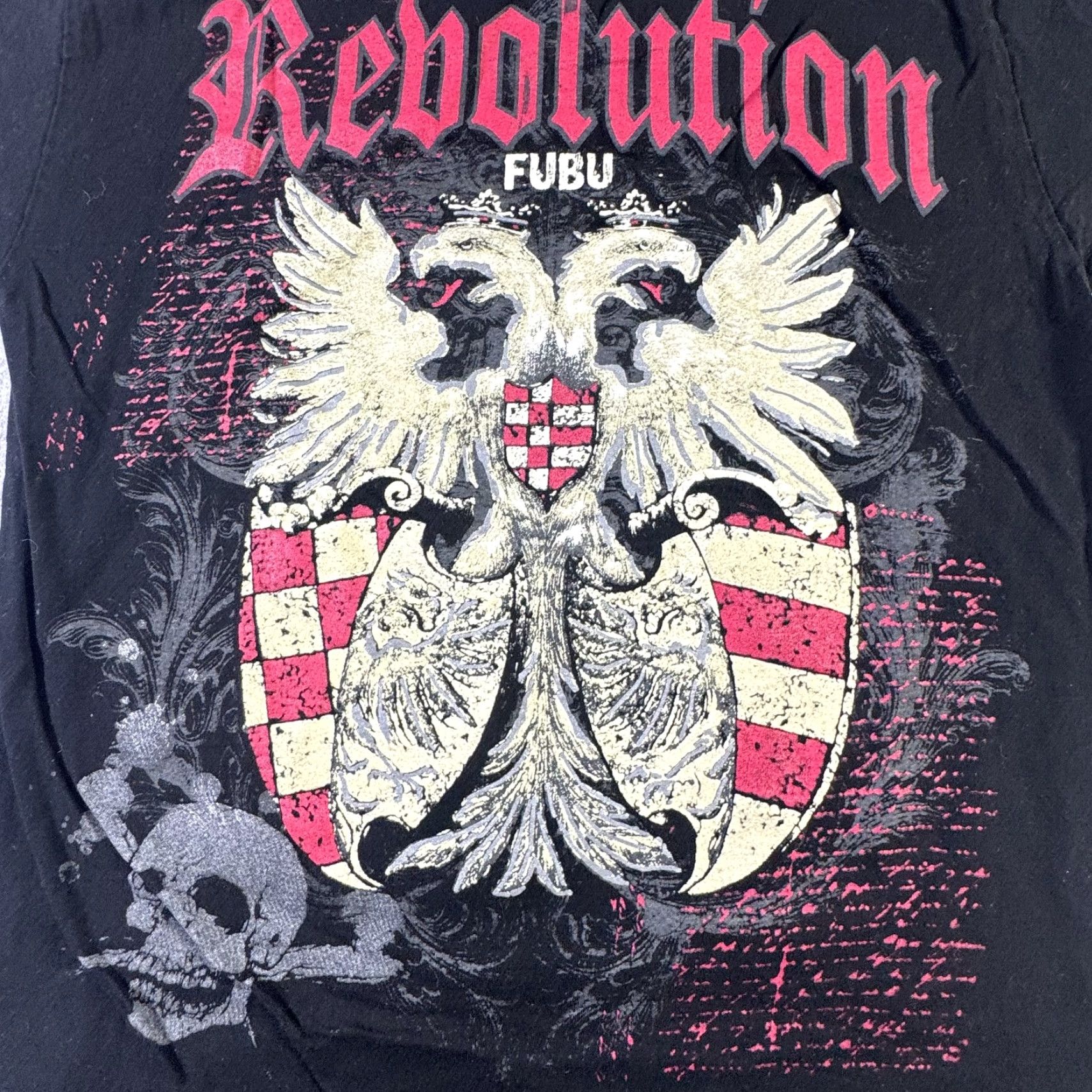 Fubu FUBU Revolution Shirt Mens M Black Graphic Double Eagle Skull Crest Tee Size US M / EU 48-50 / 2 - 2 Thumbnail