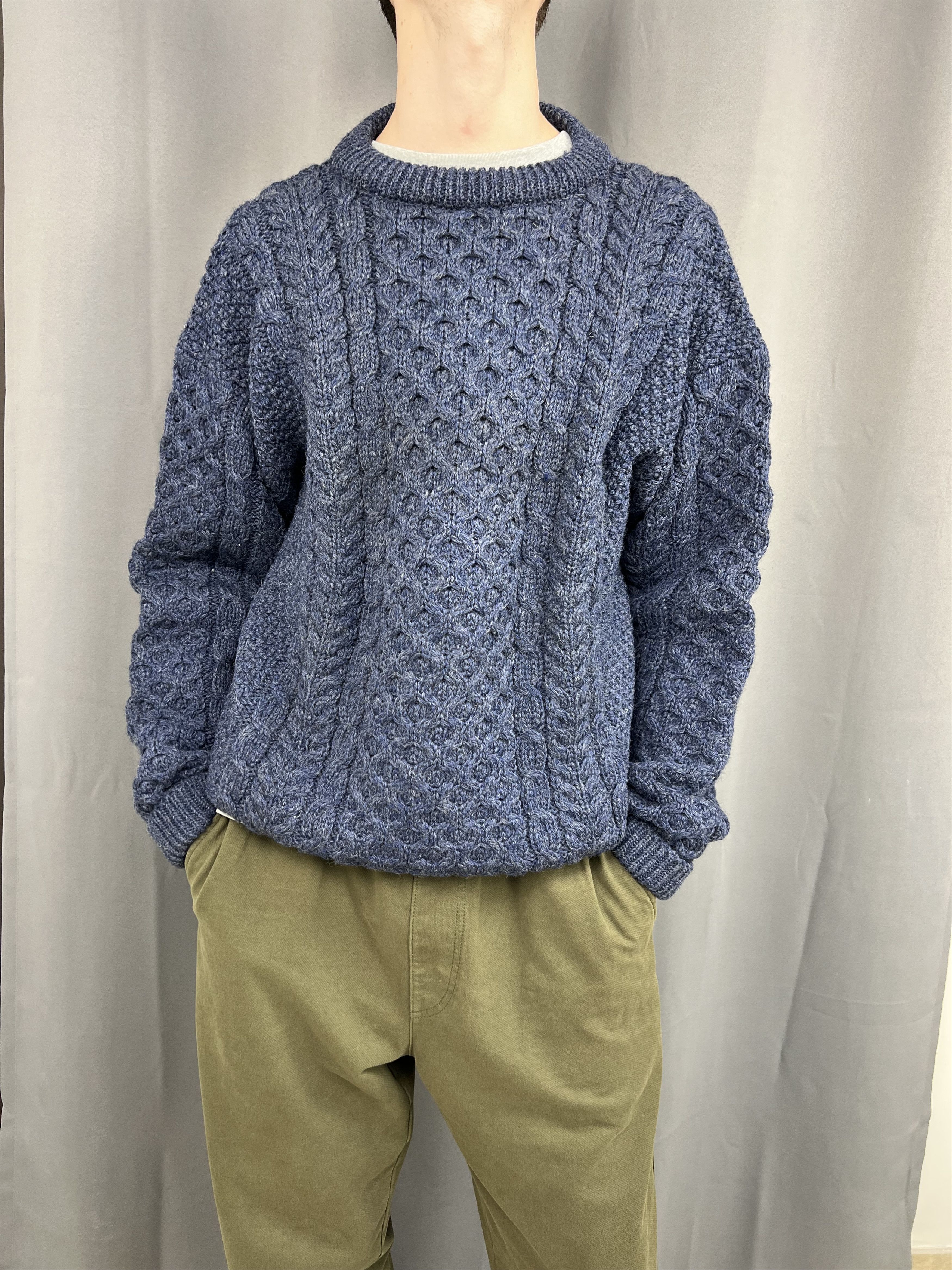 COZY Ireland Made 100% Wool Cable Knit Fisherman Sweater