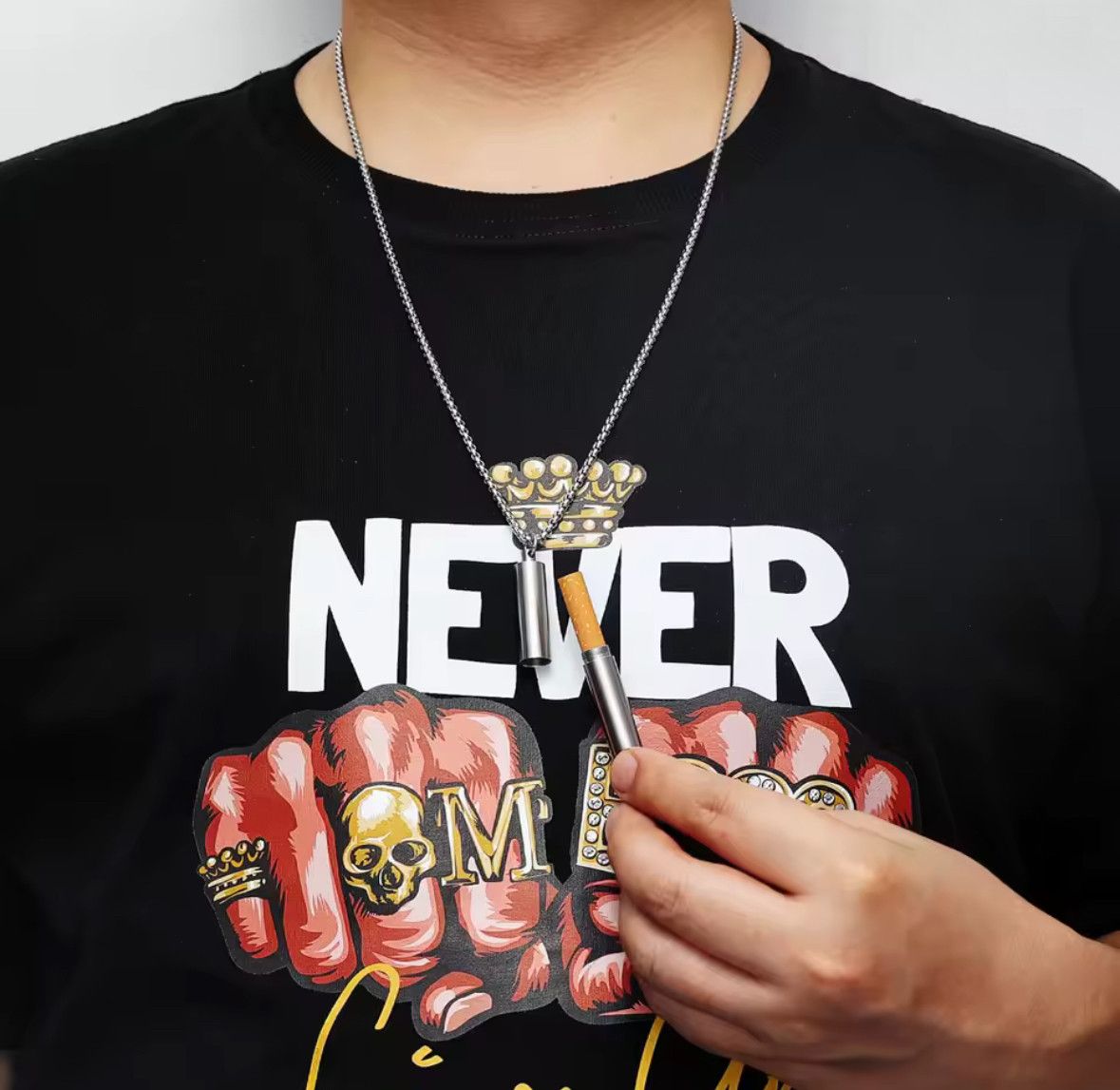 Jewelry Hip Hop Cigarettes Case Pendant Necklace Size ONE SIZE - 4 Thumbnail