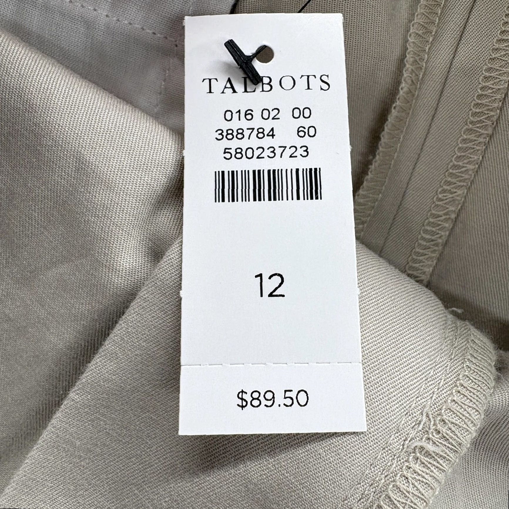 Talbots Talbots Pant Slim Chino Beige Womens 12 Regular Crop Stretch Twill Pockets Casual Size 34" / US 12 / IT 48 - 3 Thumbnail