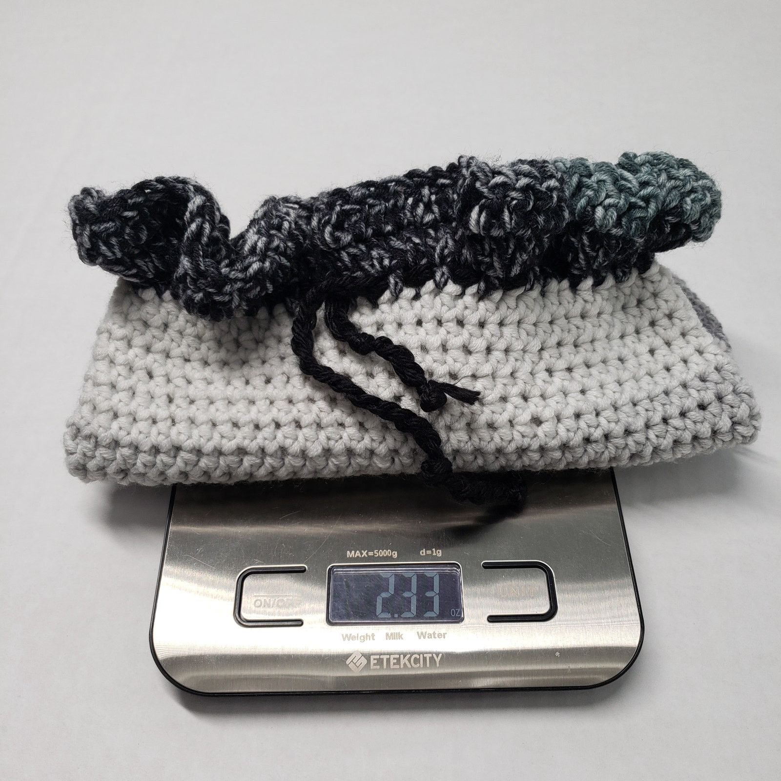 Handmade Handmade Crochet Drawstring Pouch Gray Small Purse Goth Size ONE SIZE - 10 Thumbnail