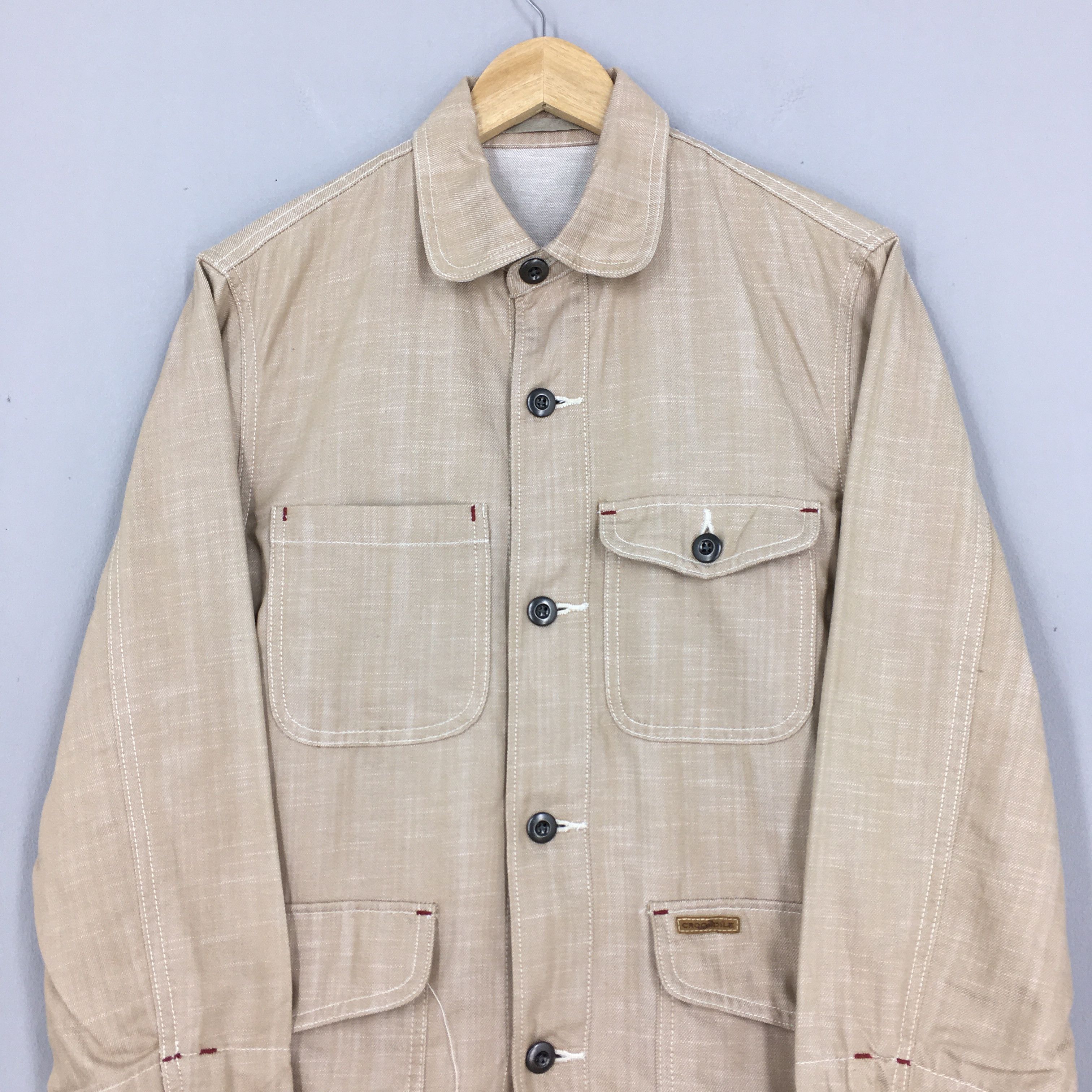 Lacoste Vintage 90s Crocodile Chore Denim Work Jacket Medium Size US M / EU 48-50 / 2 - 2 Thumbnail