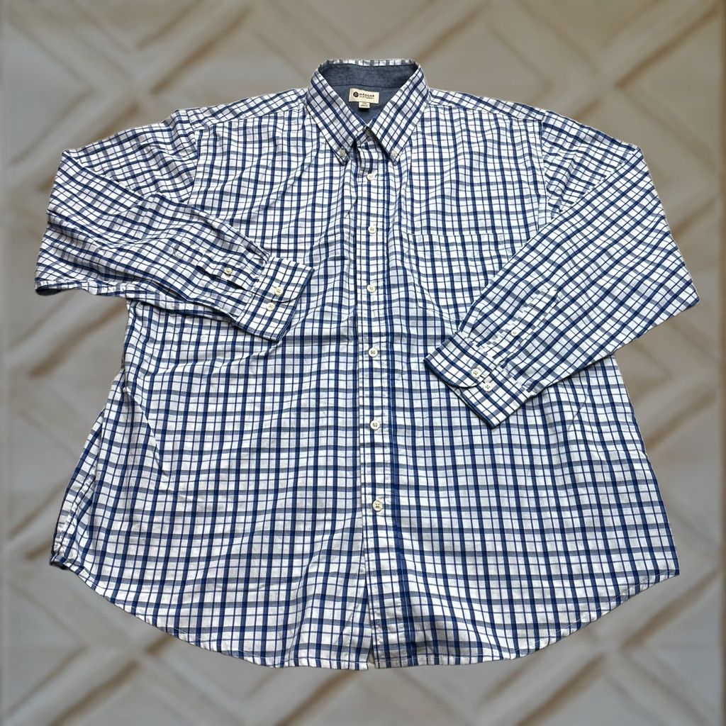 Haggar Haggar Button-Down Shirt Mens 2XL White Blue Plaid Check Long Sleeve Dress Top Size US XXL / EU 58 / 5 - 1 Thumbnail