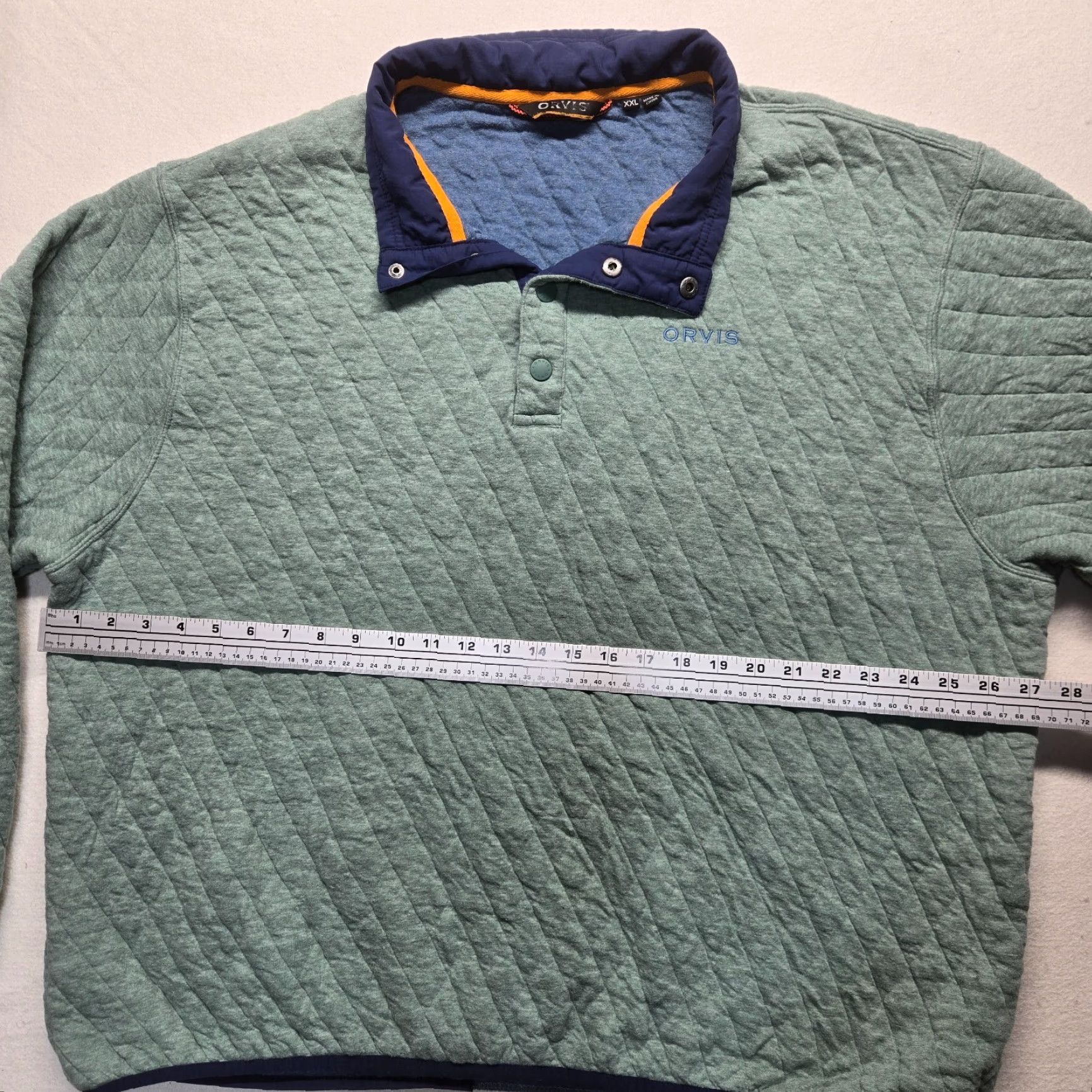 Orvis VINTAGE Orvis Pullover Sweater 2XL Green Herringbone Quilted Knit Mens Size US XXL / EU 58 / 5 - 4 Thumbnail