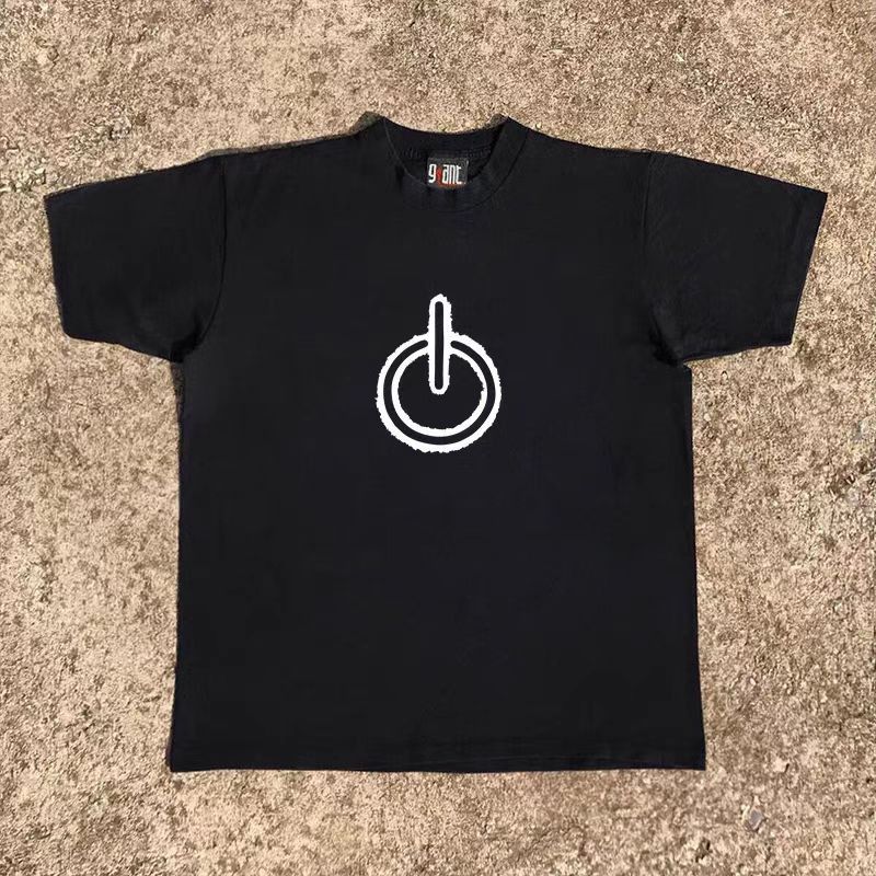 Japanese Brand Black Loose Boot Button Printed Short Sleeve T-Shirt Size US L / EU 52-54 / 3 - 2 Thumbnail