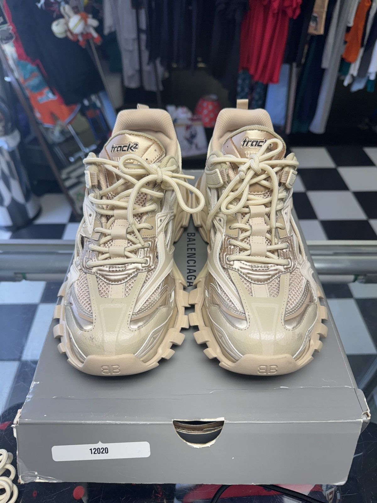 Balenciaga Track.2 Trainer Nude / Metallic Sneakers Size 41 Low Top Sneakers