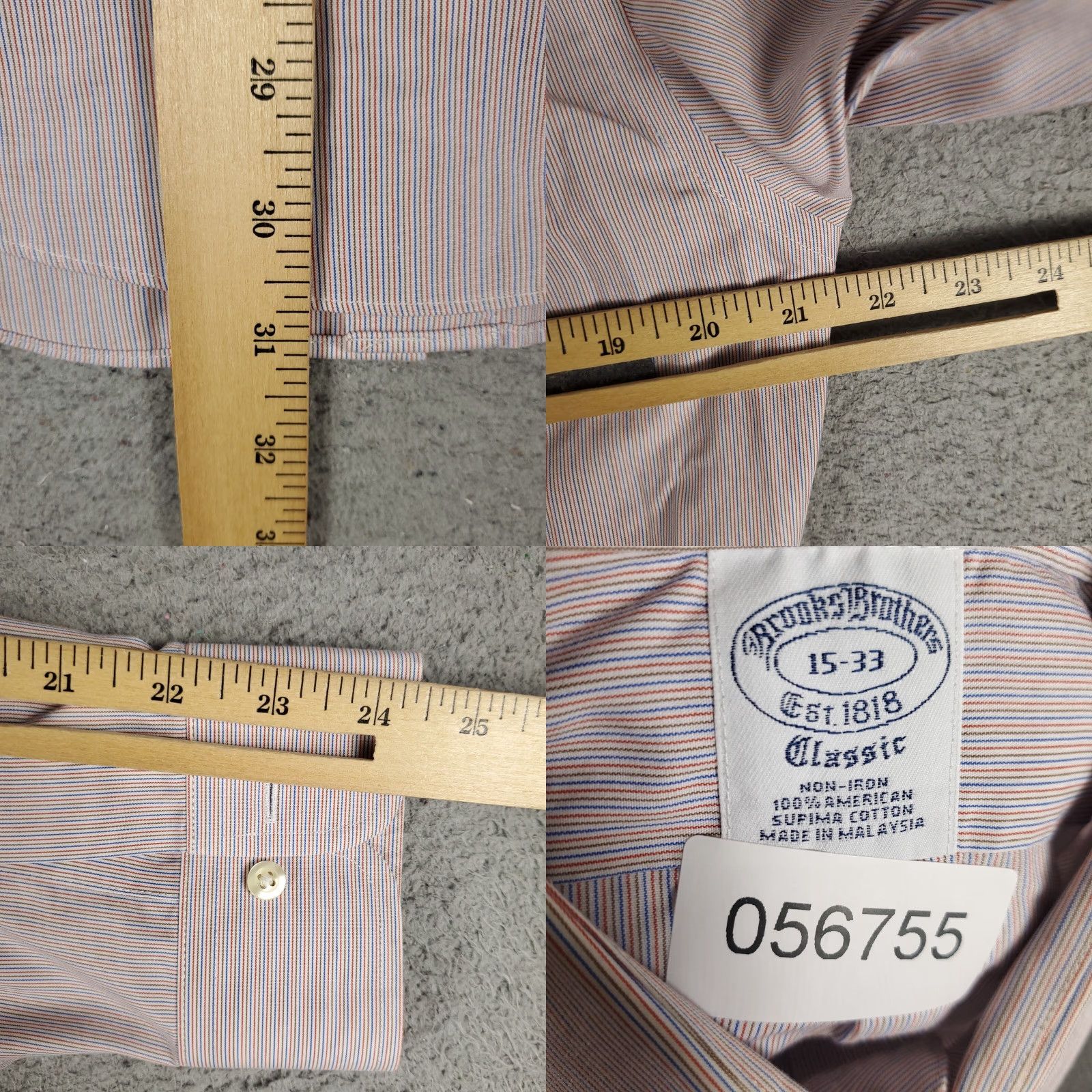 Brooks Brothers Brooks Brothers Dress Shirt Mens 15 Red Striped Long Sleeve Button Up Casual Workwear Size 40R - 8 Thumbnail