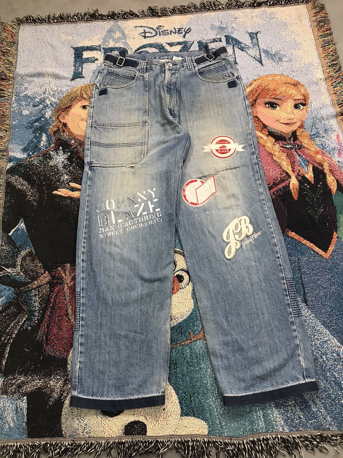 Vintage johnny blaze patched work denim