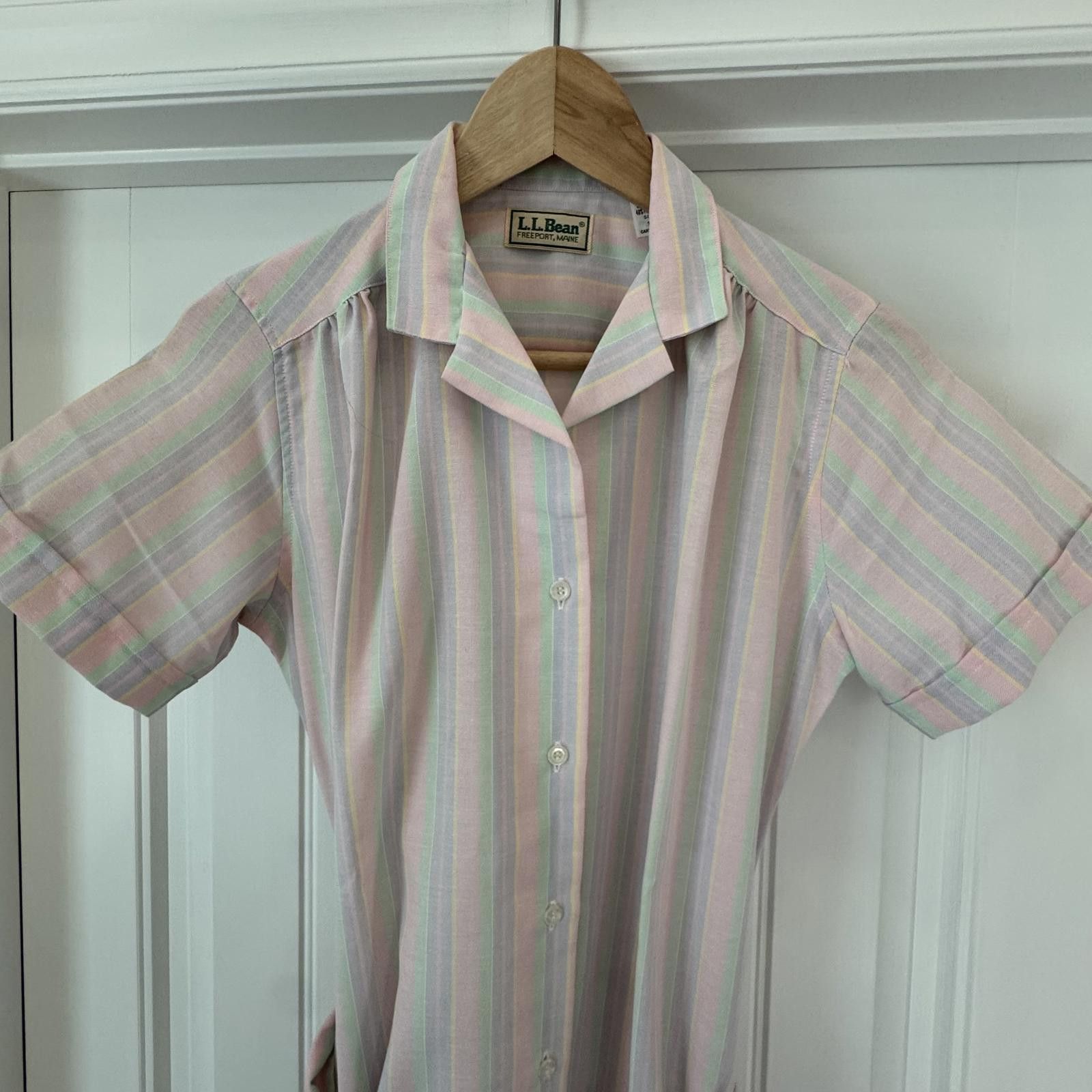 L.L. Bean Vintage 1970’s L.L. Bean Pastel Striped Button-Up Shirt Dres Size ONE SIZE - 2 Thumbnail