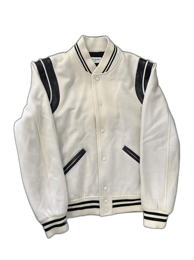 Saint Laurent Paris Saint Laurent White Wool Baseball Jacket-2507 Size US L / EU 52-54 / 3 - 6 Thumbnail