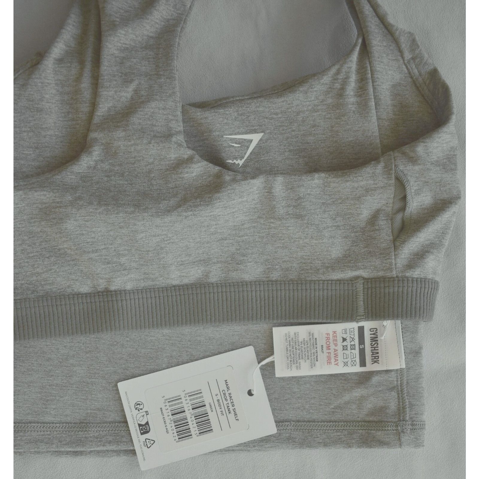 Gymshark NWT GYMSHARK Marl Racer Shelf Body Fit Crop Tank B9A2T Sz S Size S / US 4 / IT 40 - 3 Thumbnail