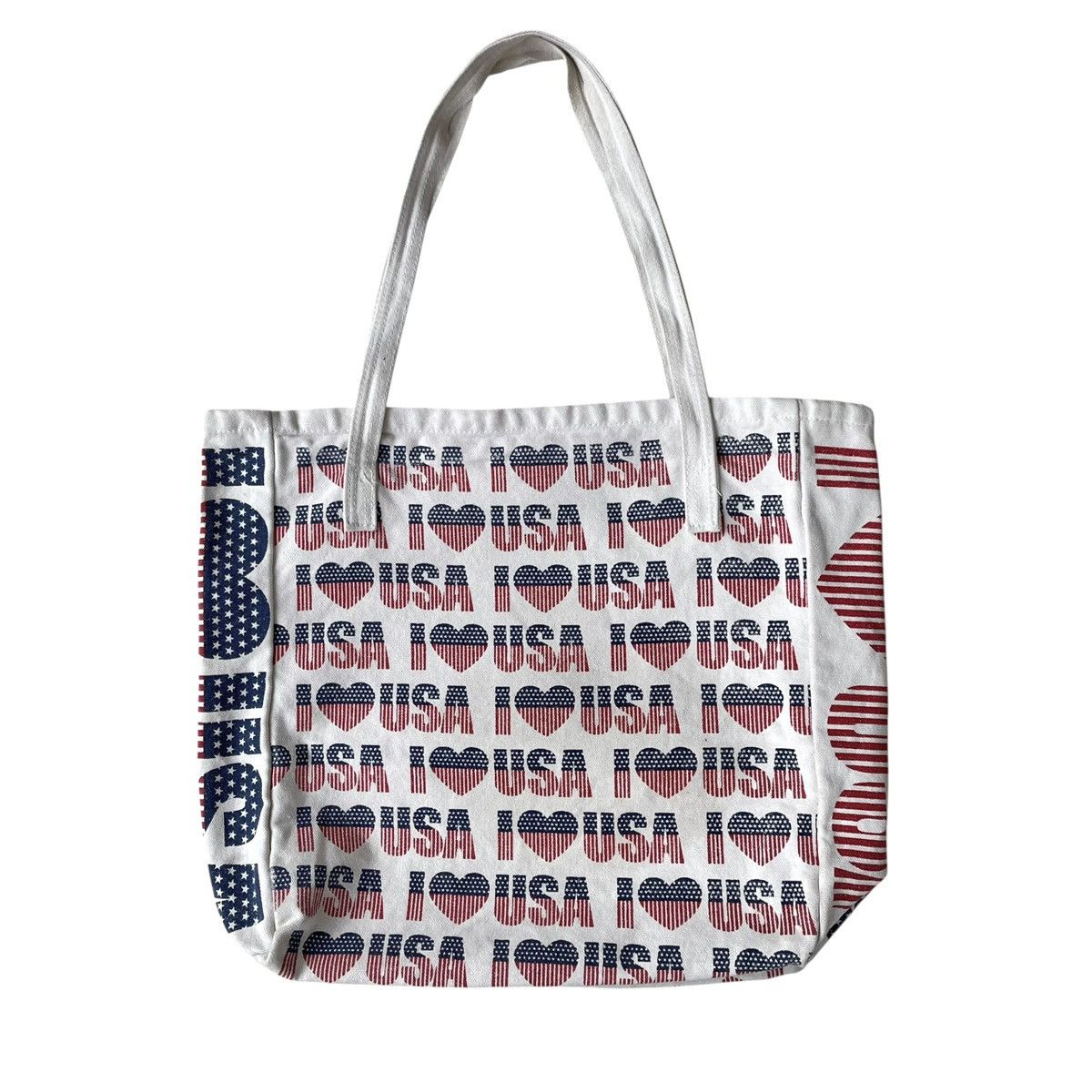 Vintage I Heart USA Vintage Full Print Canvas Tote Bag Size ONE SIZE - 1 Thumbnail