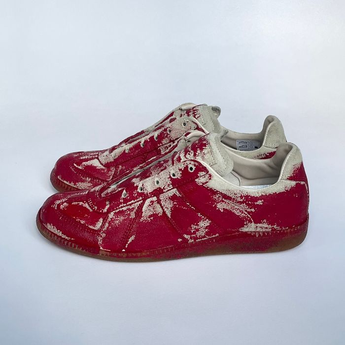 Maison Margiela Late 2000s Red Painted GAT Sneakers | Grailed