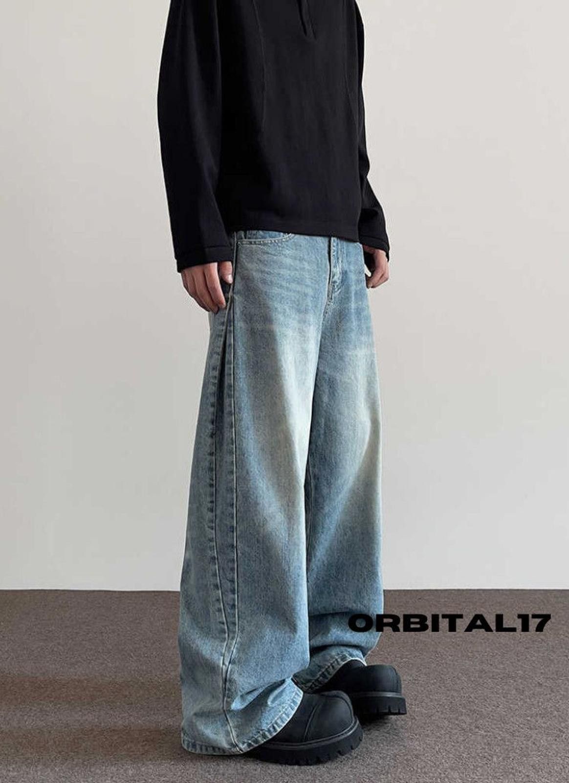Blue Baggy Wide Leg Denim Jeans