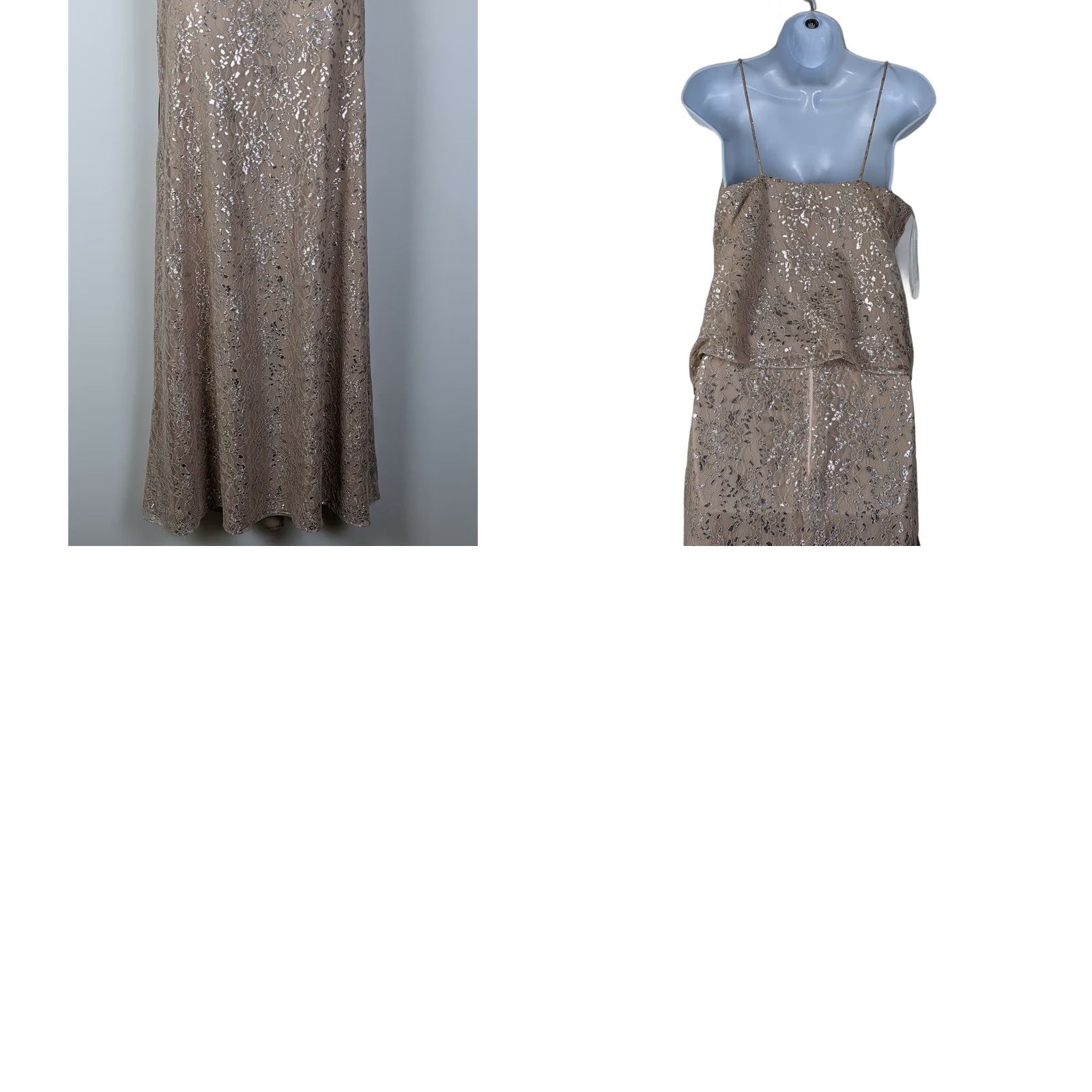 After Six After Six Dress Maxi Gown Lace Two-Piece Pink Sz 8 V-Neck Sleeveless Metallic ROCOCO Size M / US 6-8 / IT 42-44 - 8 Thumbnail