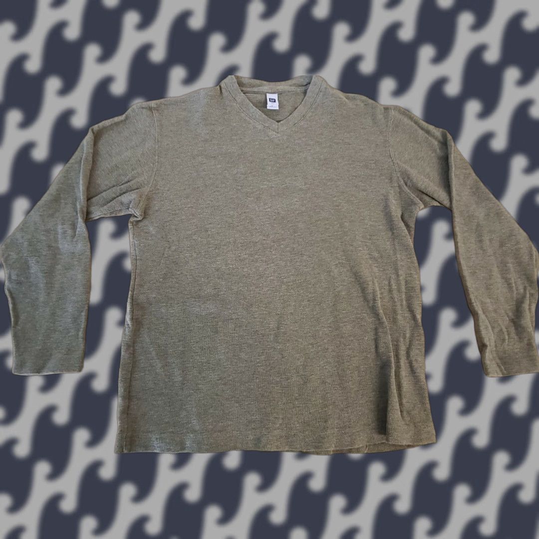 Gap GAP MEN LONG SLEEVE V-NECK THERMAL SHIRT Large Green Size US L / EU 52-54 / 3 - 1 Thumbnail