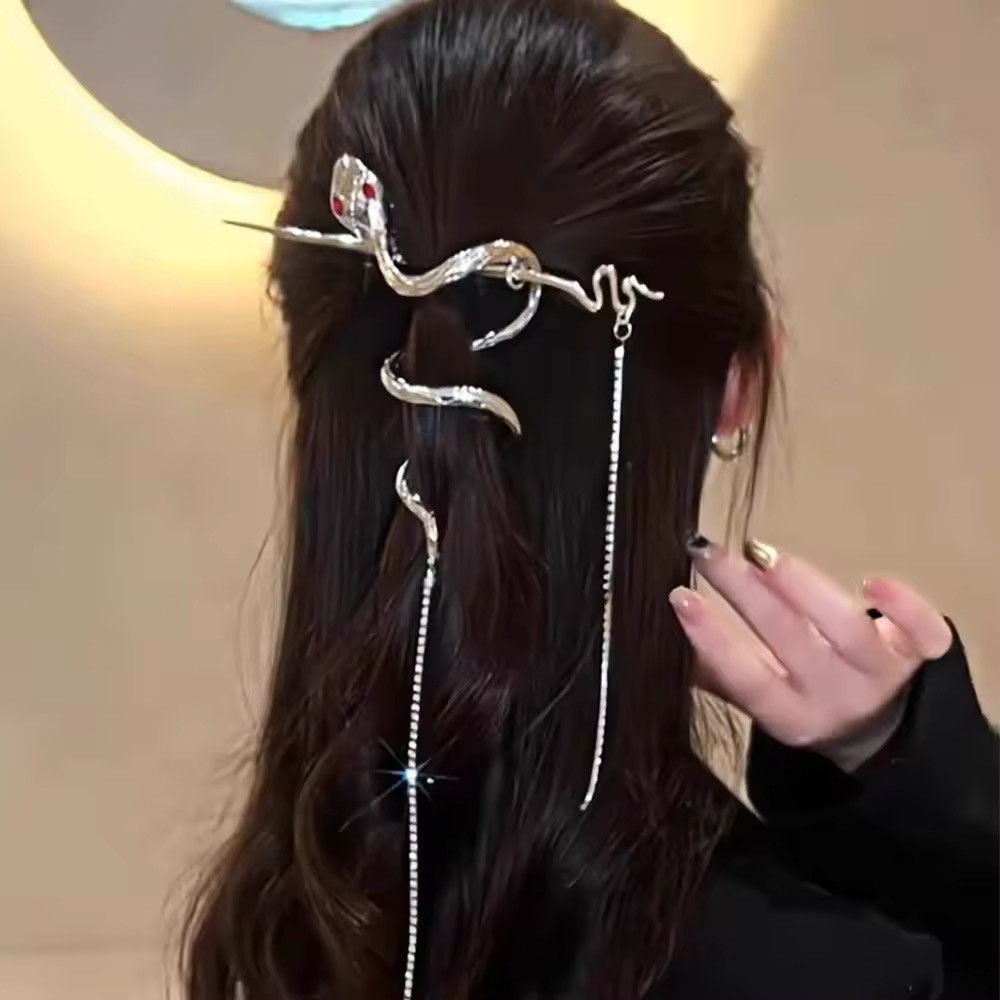Vintage Metal Winding Snake Shape Hair Stick Hairpin 🐍 Size ONE SIZE - 1 Thumbnail