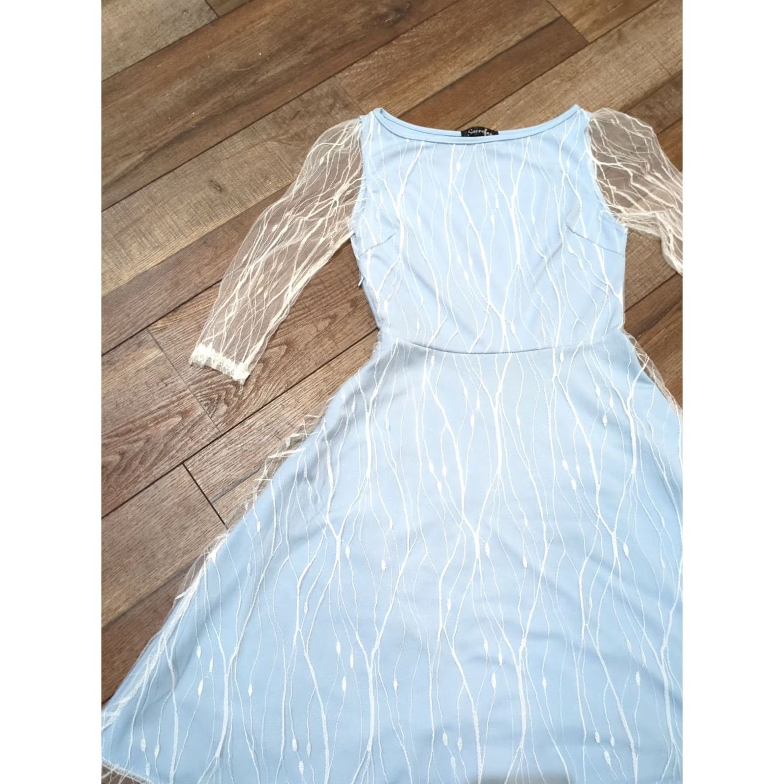 Layer 8 Womens Dress Sucrefas Fit & Flare Knee Length Lace Layered Blue M Size M / US 6-8 / IT 42-44 - 2 Thumbnail