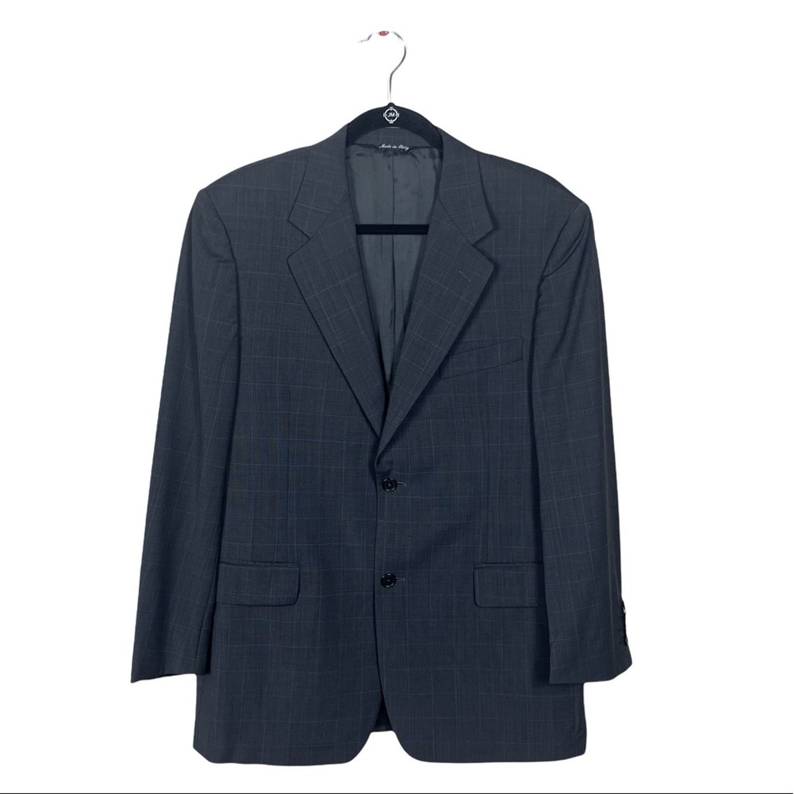 Barneys New York Barneys New York Grid Print Wool 2 Button Blazer Gray 40 S Size 40S - 1 Thumbnail