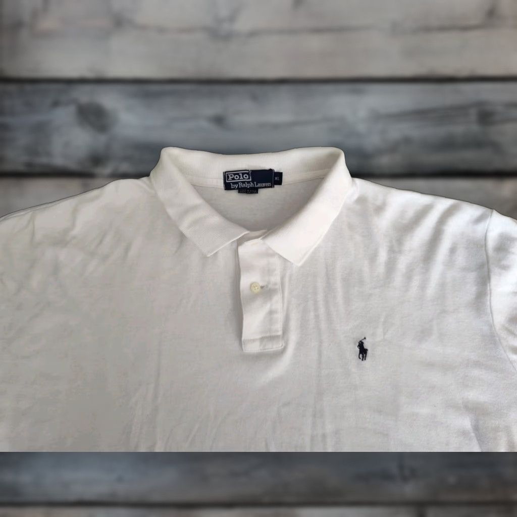 Vintage Ralph Lauren Polo Shirt Men XL White 80s 90s Retro Designer Short Sleeve