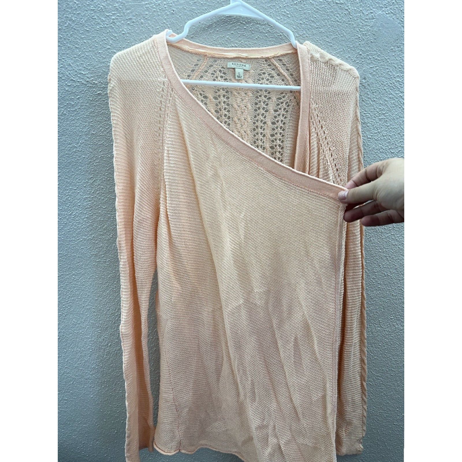 Vintage Sonoma Womens Cardigan Size Large Pink Long Sleeve Open Front Open Knit Size L / US 10 / IT 46 - 2 Thumbnail