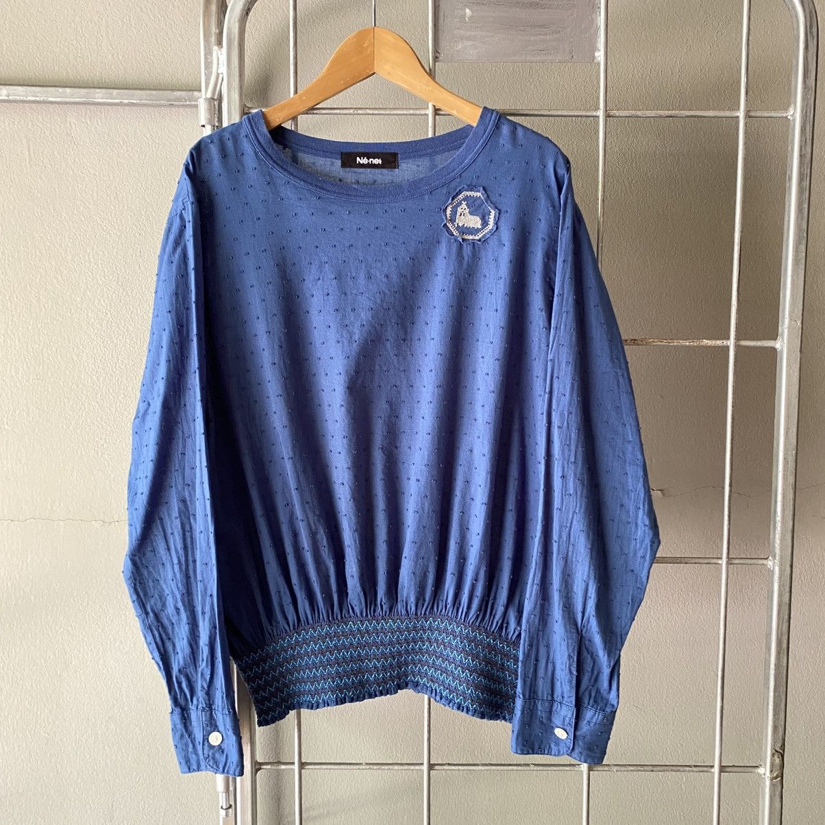 Ne-Net Ne-Net Blue Textured Long Sleeve Blouse Size XS / US 0-2 / IT 36-38 - 1 Thumbnail