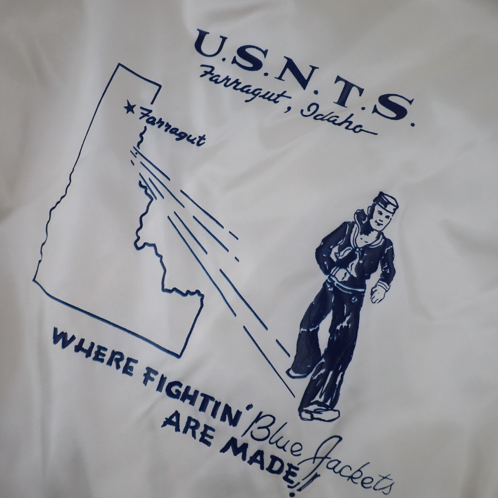 Vintage Vintage USNTS US Navy Fightin Blue Jackets Satin Jacket Size US XXL / EU 58 / 5 - 10 Thumbnail