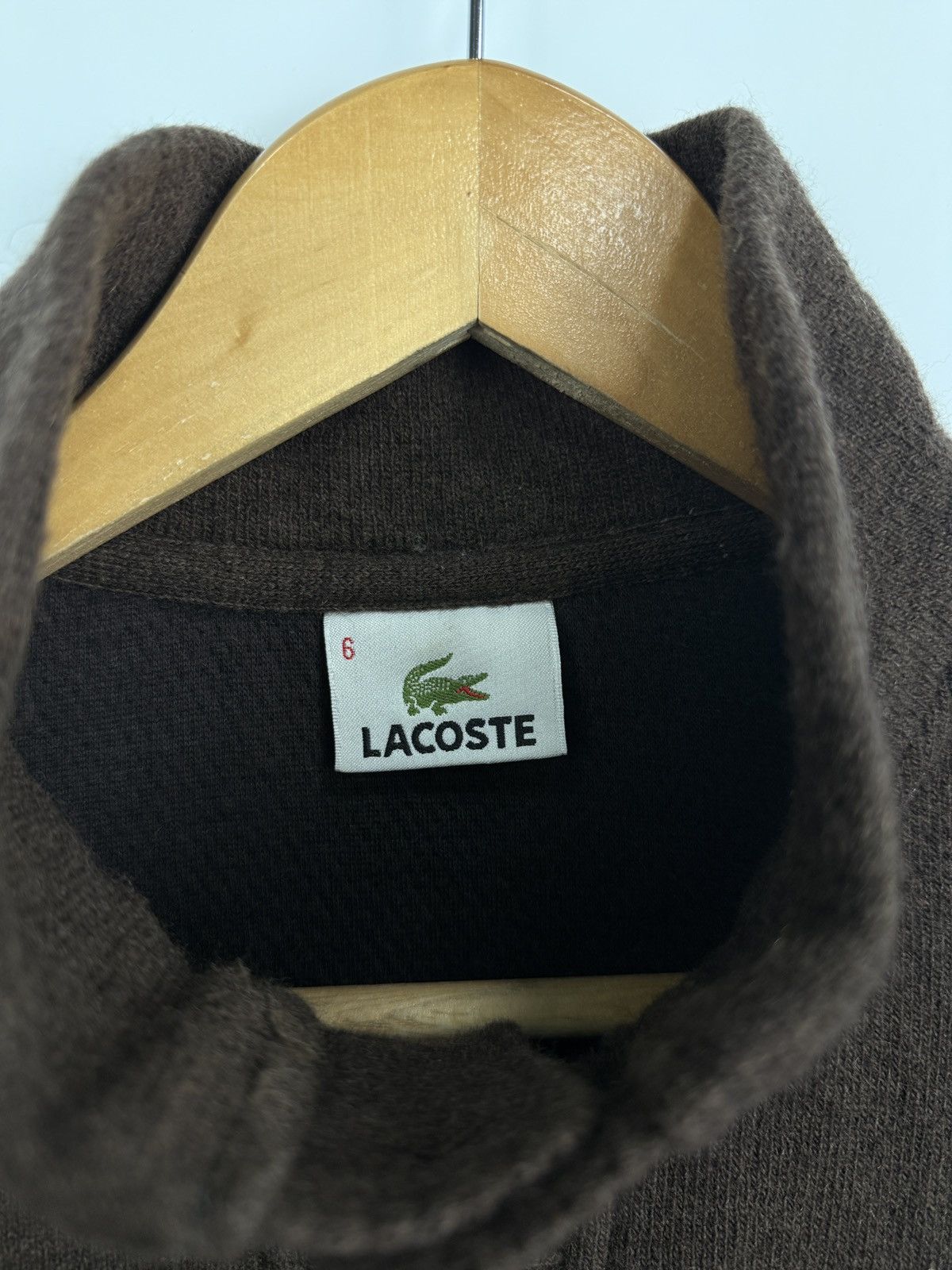 Lacoste 🇫🇷 Vintage 90s Lacoste Wool Brown Sweater Made in France Y2K Size US XL / EU 56 / 4 - 8 Thumbnail