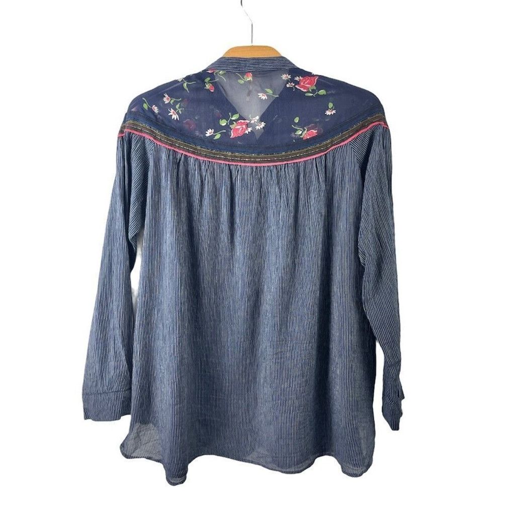 Free People FREE People Blue Hearts and Color Tunic Boho Blouse XS Size XS / US 0-2 / IT 36-38 - 8 Thumbnail