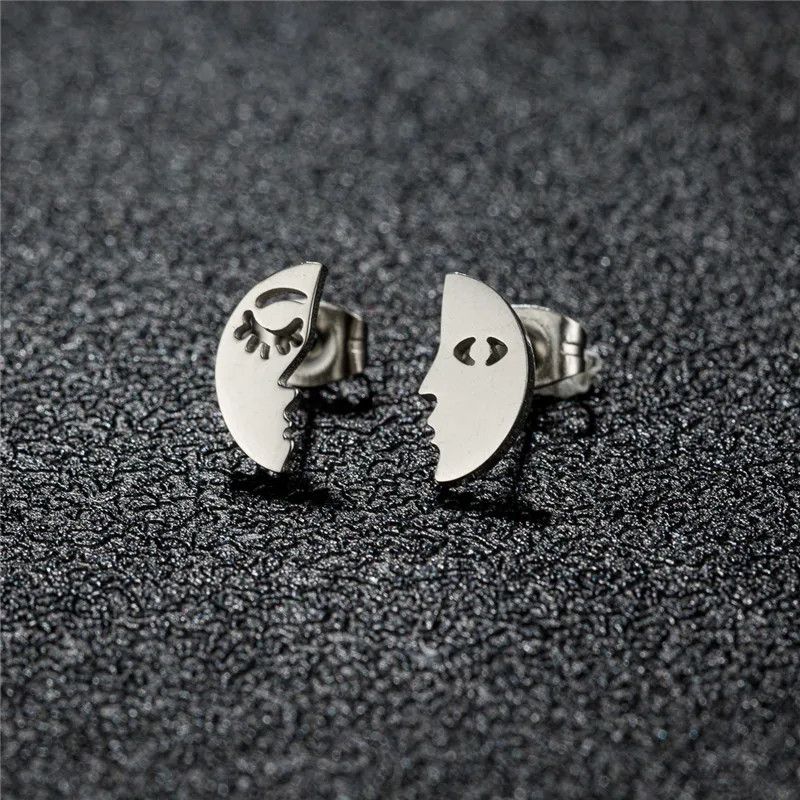 Jewelry Asymmetry Abstract Face Stud Earrings Charm Earring Gift Size ONE SIZE - 1 Preview