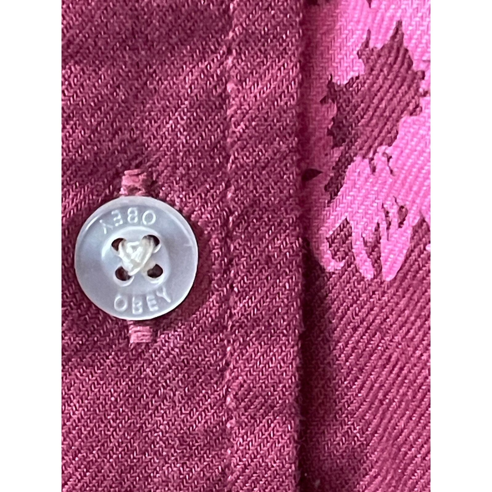 Obey Obey Oh Daisy Burgundy Woven Button Down Shirt size Medium Size US M / EU 48-50 / 2 - 10 Thumbnail