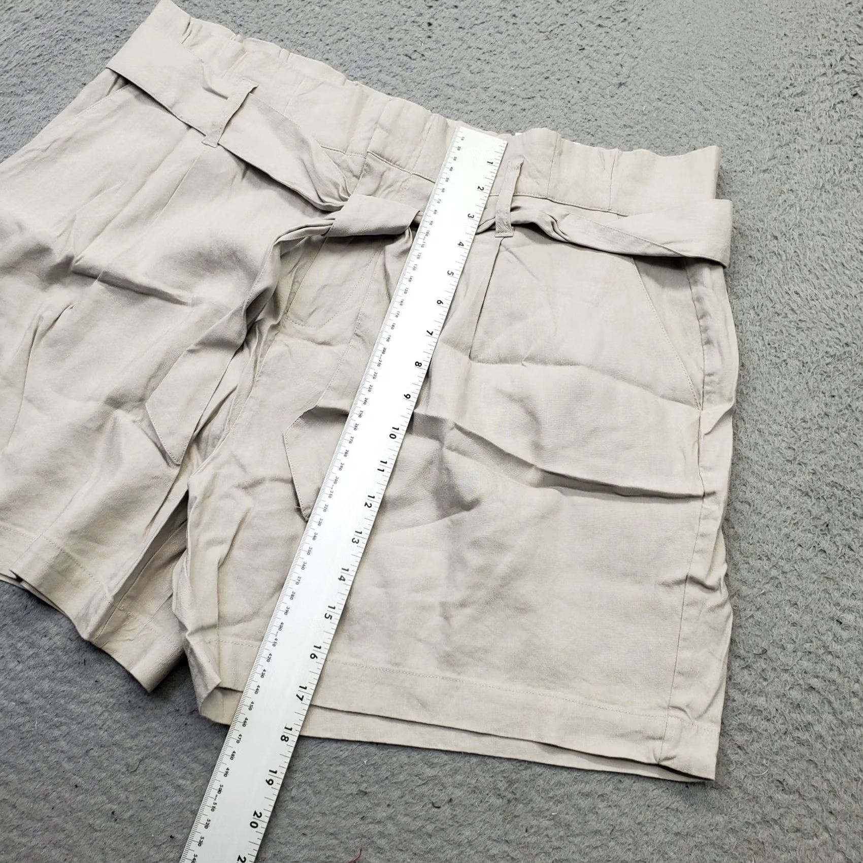 Vintage INC International Concepts Shorts Womens XL Tan Regular Tie Waist Mid Rise Linen Paperbag Shorts XL Tan Womens Size XL Adults Size 40" / US 18 - 3 Thumbnail