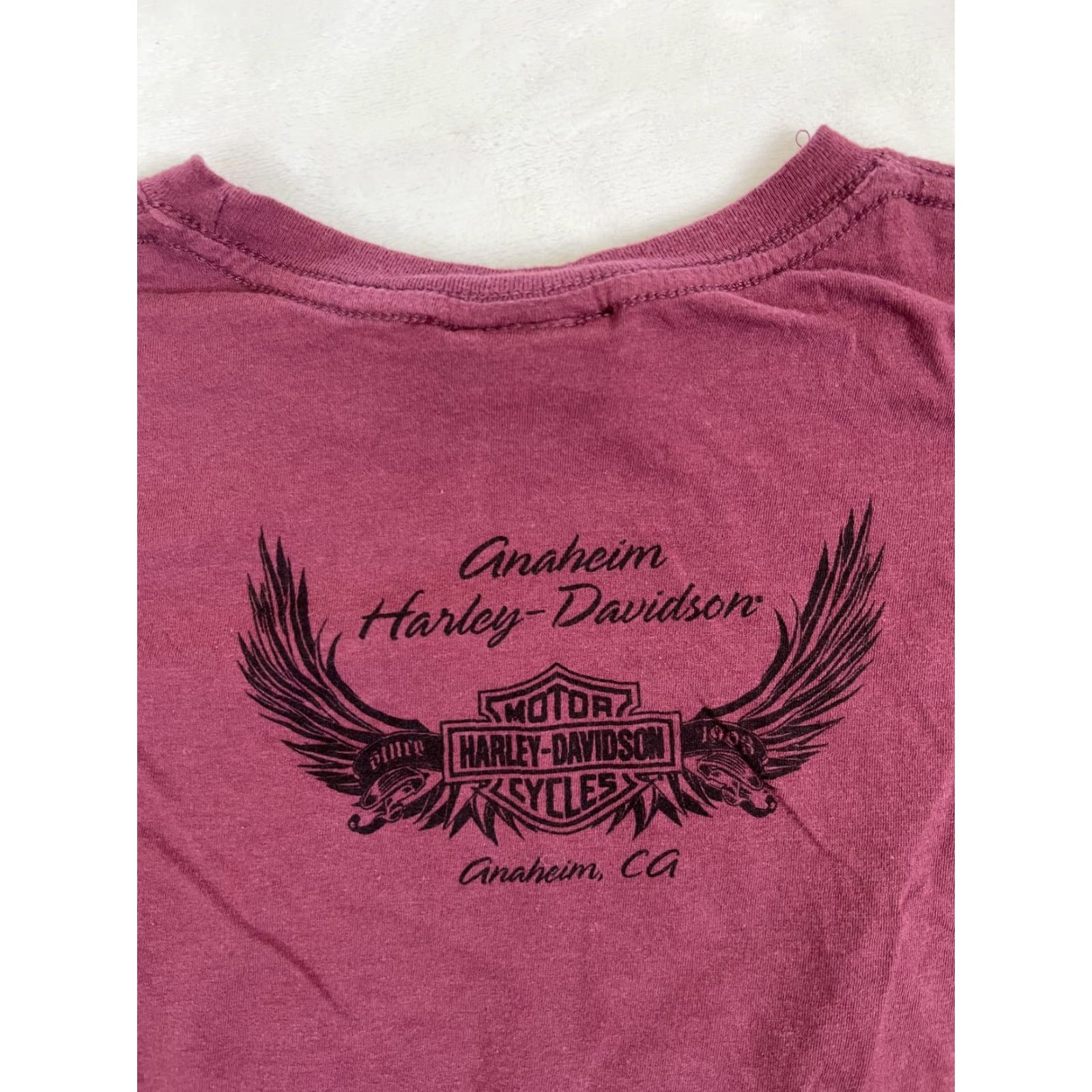 Harley Davidson VINTAGE Harley-Davidson Shirt Womens Large Burgundy Anaheim California Motorcycle Tee Size L / US 10 / IT 46 - 7 Thumbnail
