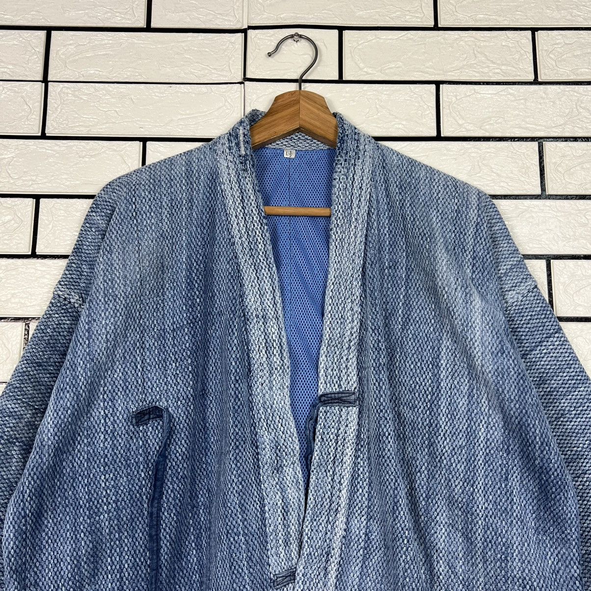 Vintage Japan Indigo Faded Blue Sashiko Thick Weave Kimono 4148-C189 Size US L / EU 52-54 / 3 - 2 Thumbnail